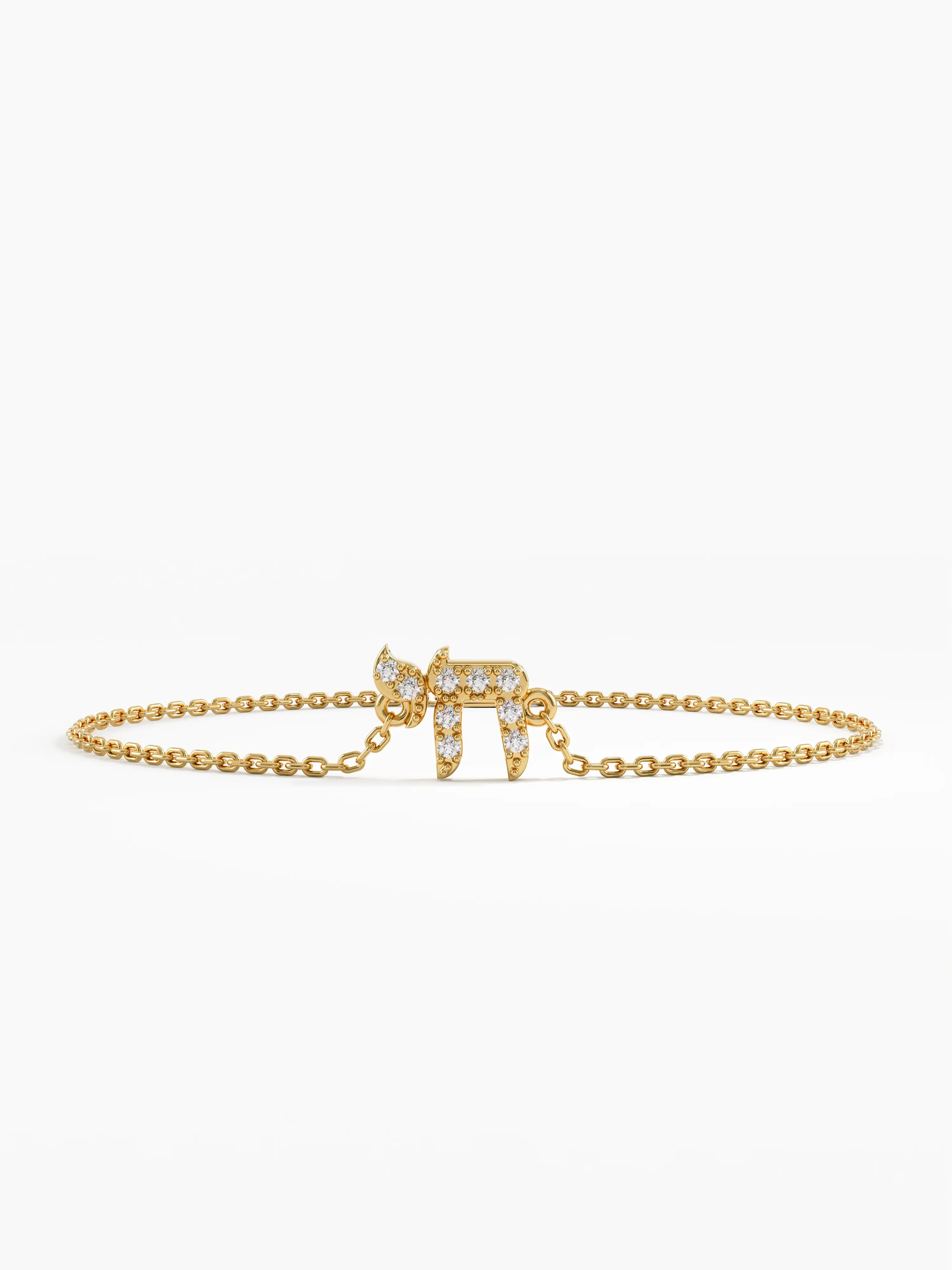 Chai Symbol Bracelet, solid gold bracelet | DiaFifth