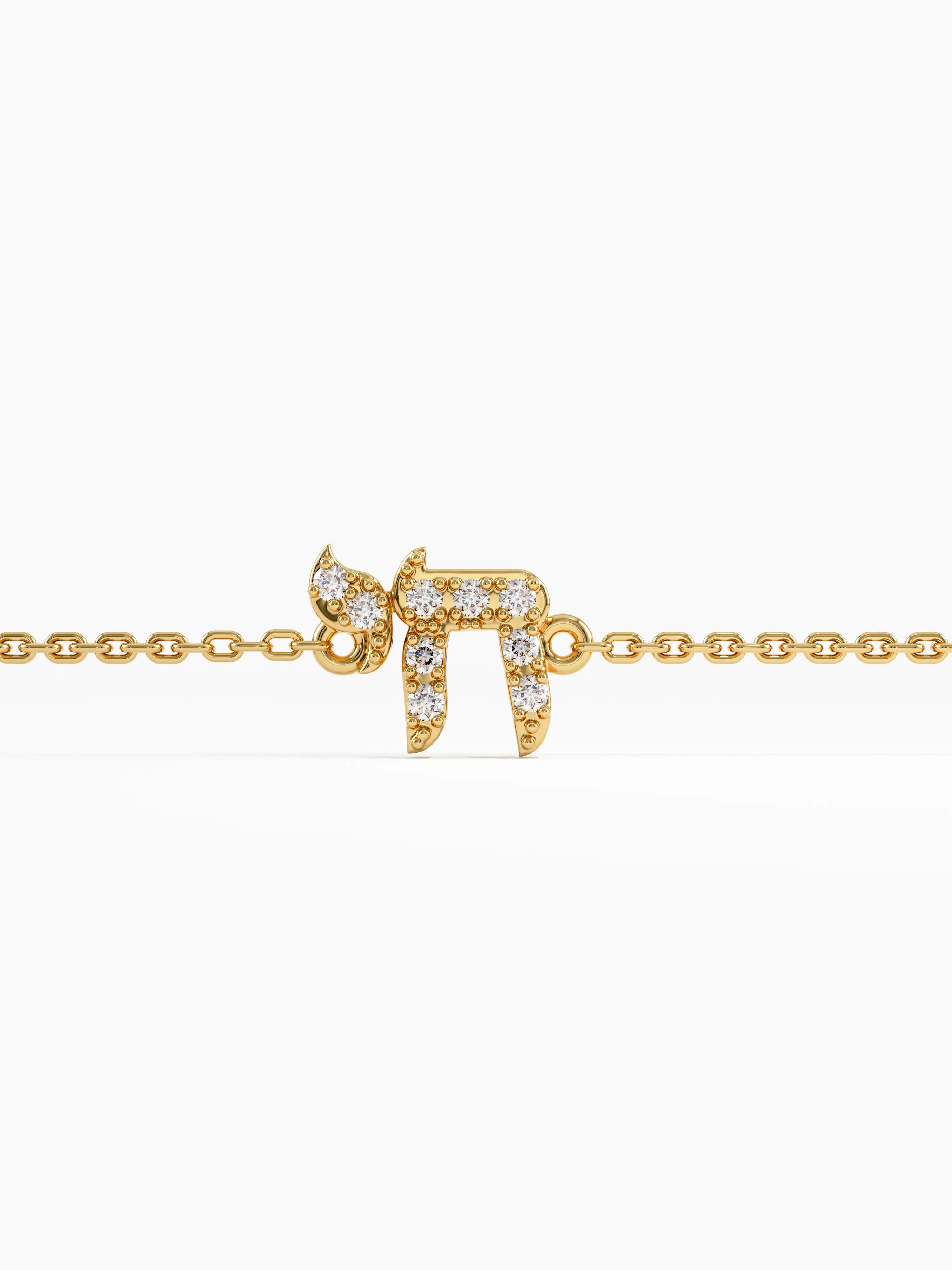 Chai Symbol Bracelet, solid gold bracelet, view 4 | DiaFifth