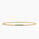 Emerald Bar Bracelet, solid gold bracelet | DiaFifth