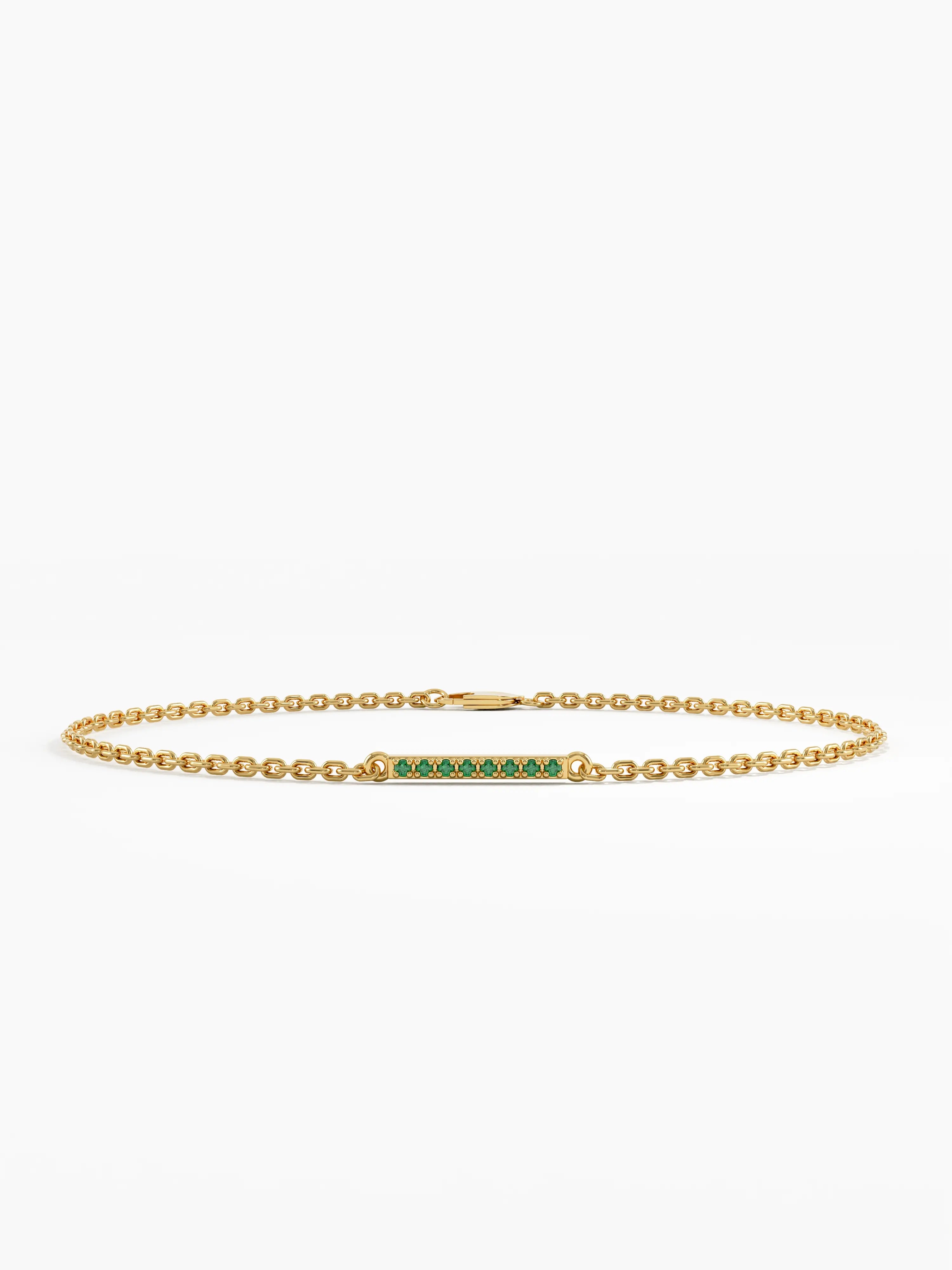 Emerald Bar Bracelet, solid gold bracelet | DiaFifth