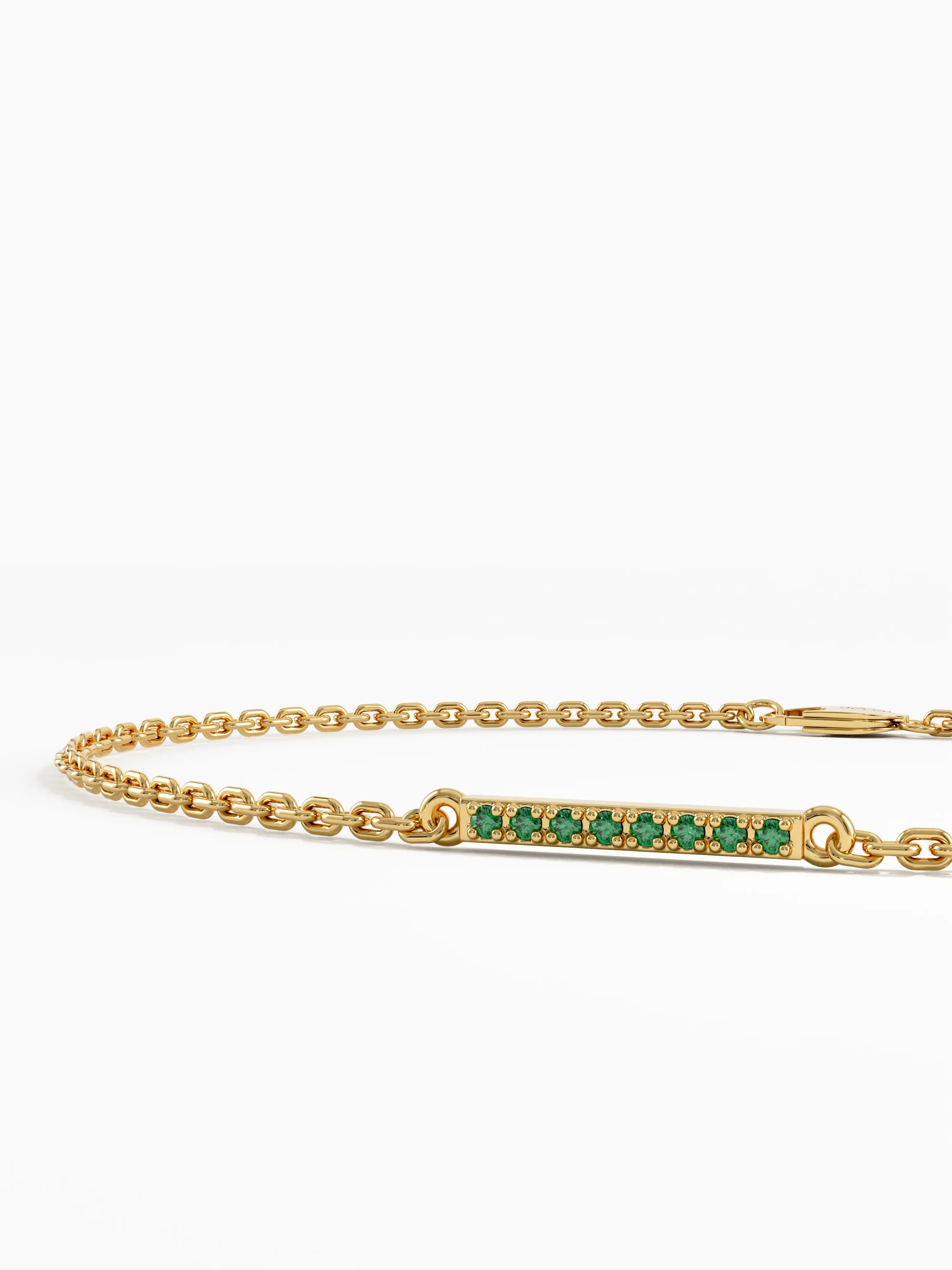 Emerald Bar Bracelet, solid gold bracelet, view 2 | DiaFifth