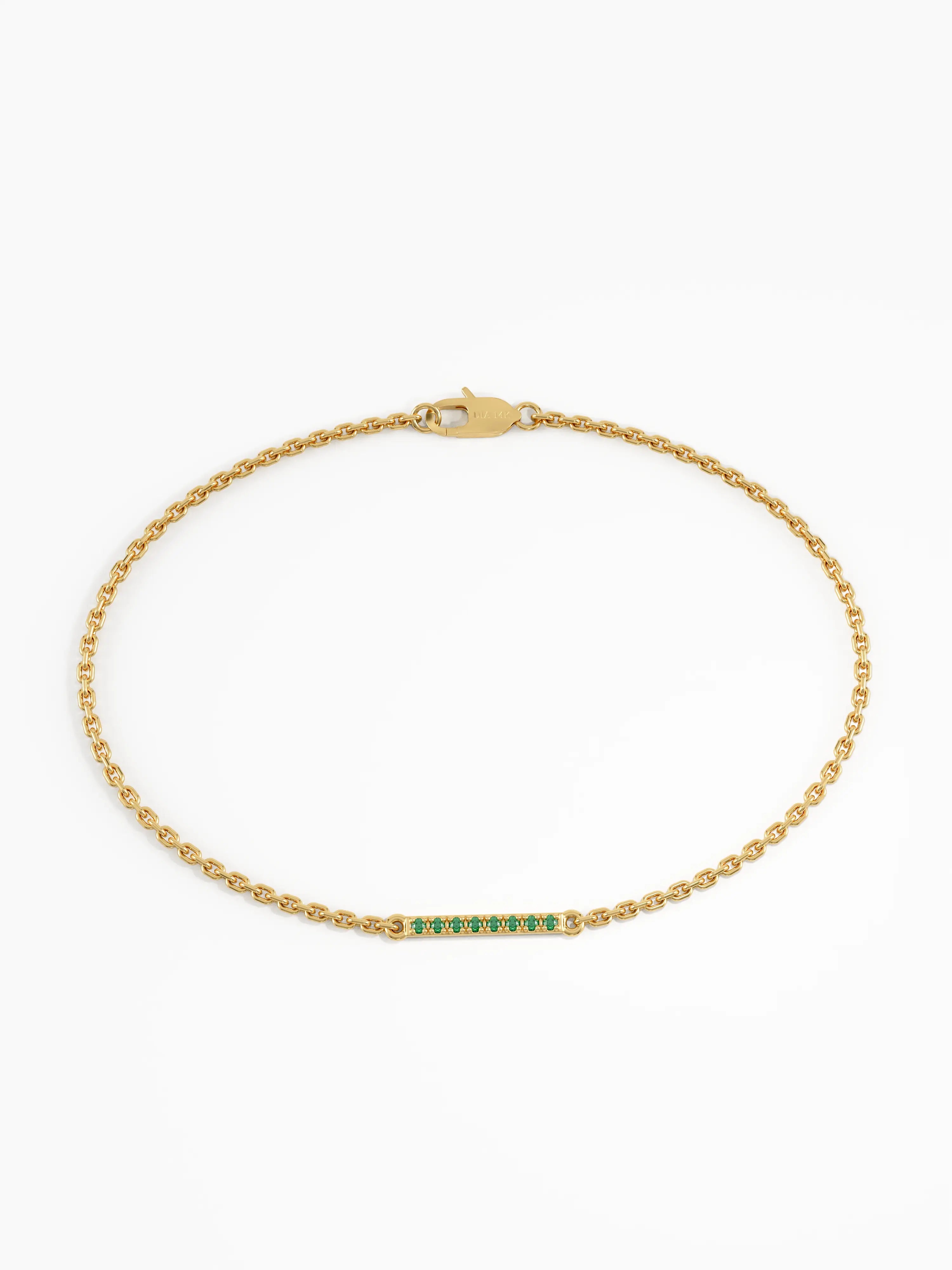 Emerald Bar Bracelet, solid gold bracelet, view 5 | DiaFifth