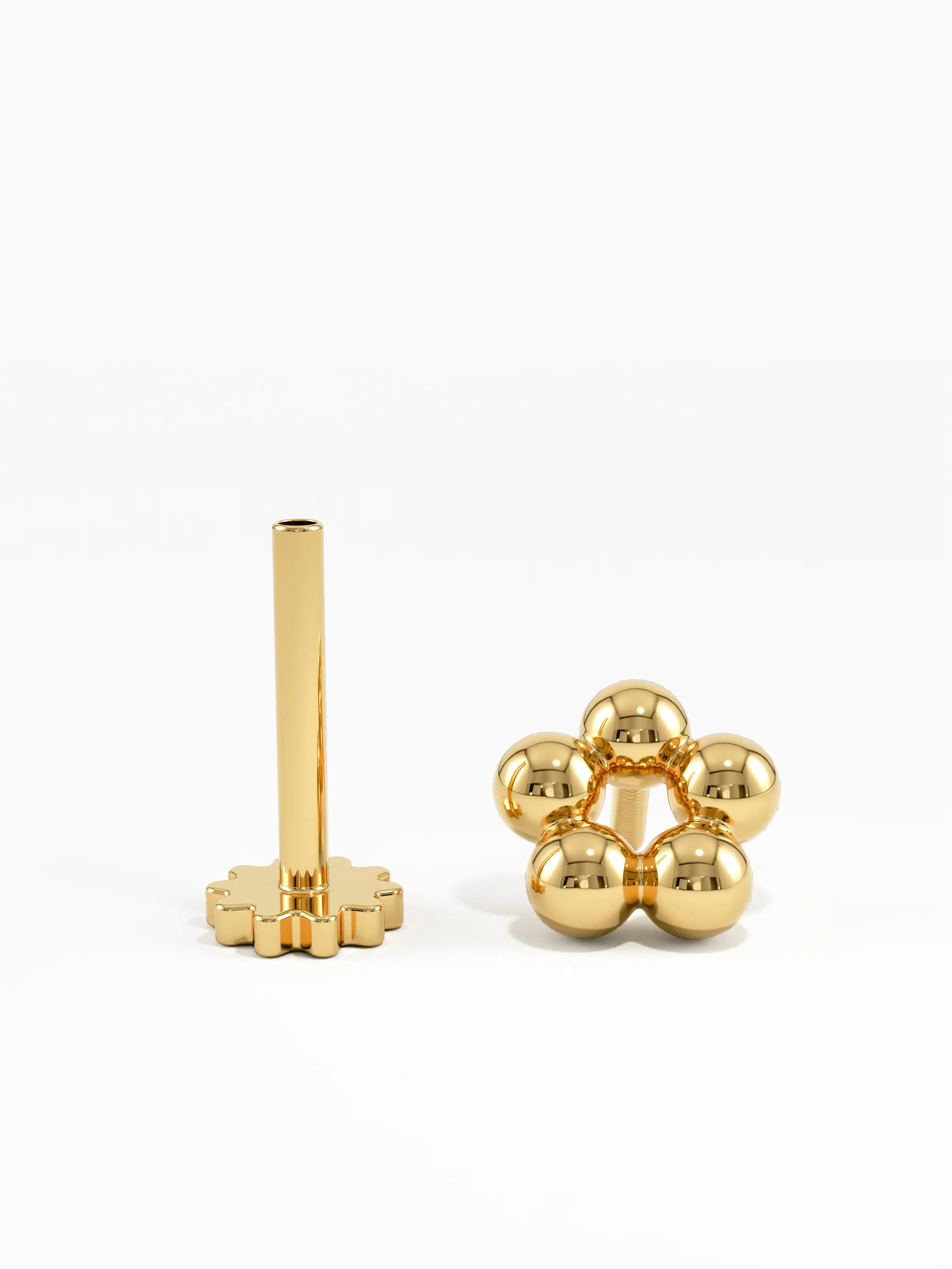 Flower Dot Piercing, solid gold earrings | DiaFifth
