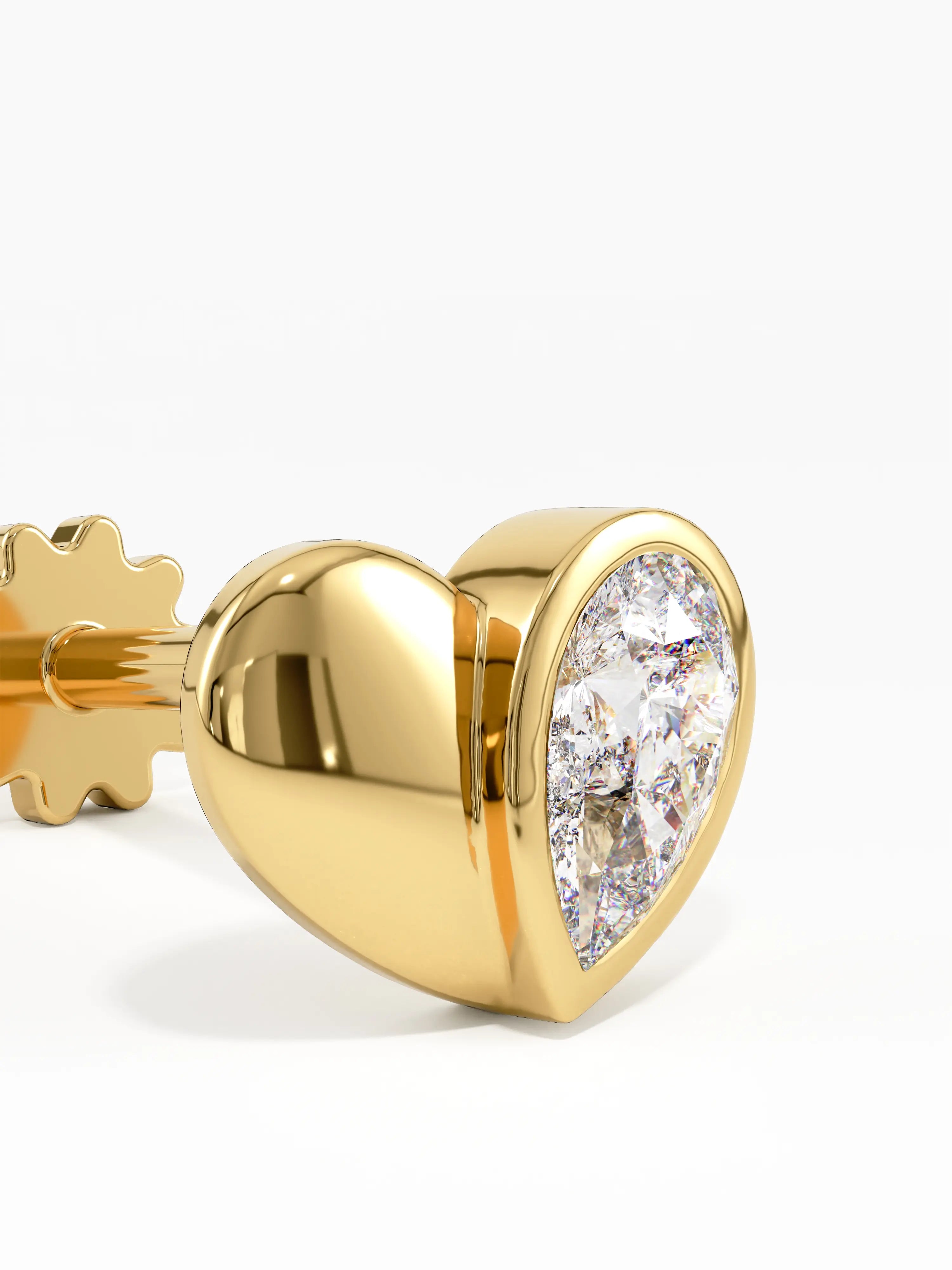 Heart Piercing, solid gold earrings, view 3 | DiaFifth