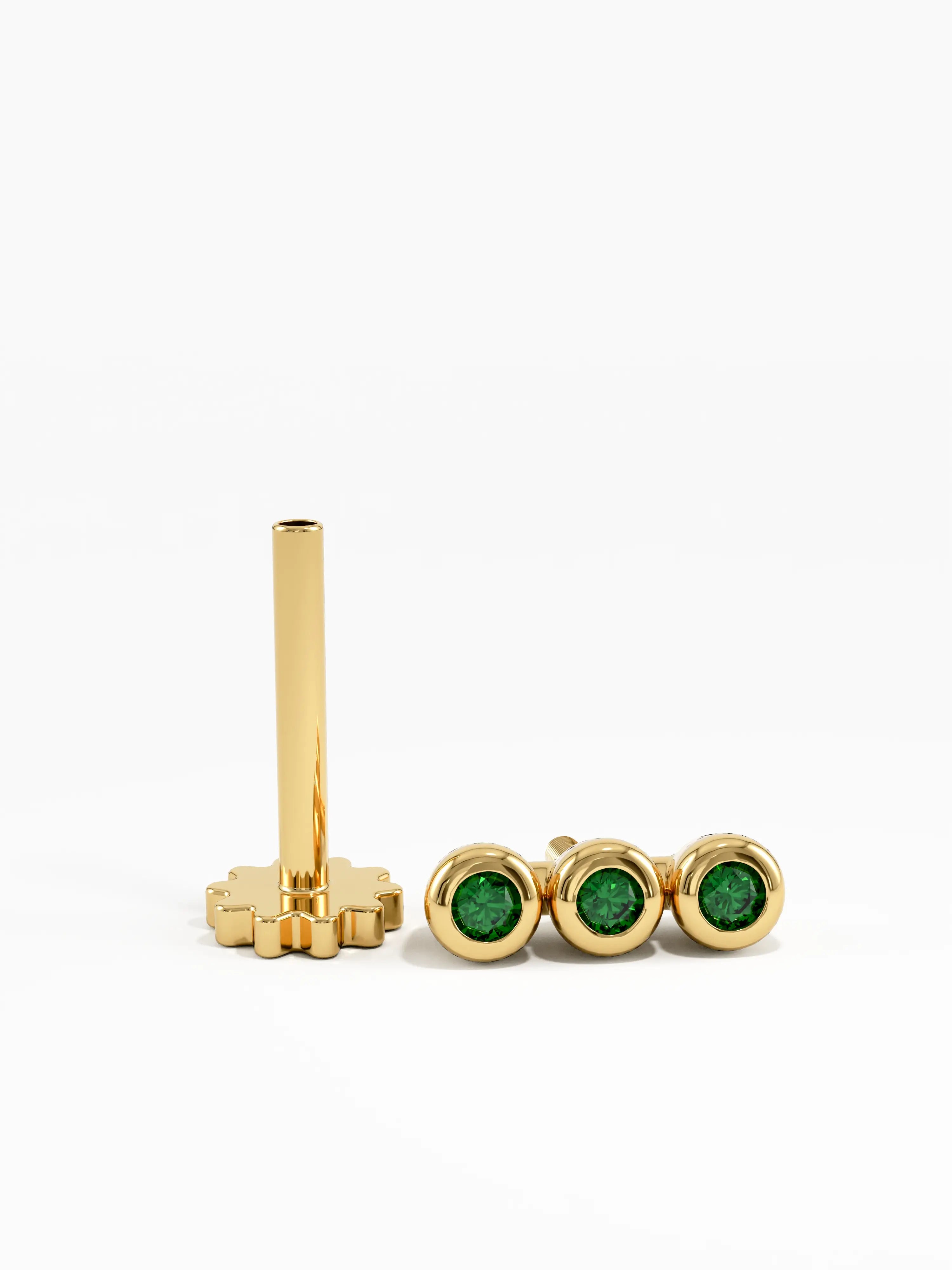 Emerald Piercing, solid gold earrings | DiaFifth