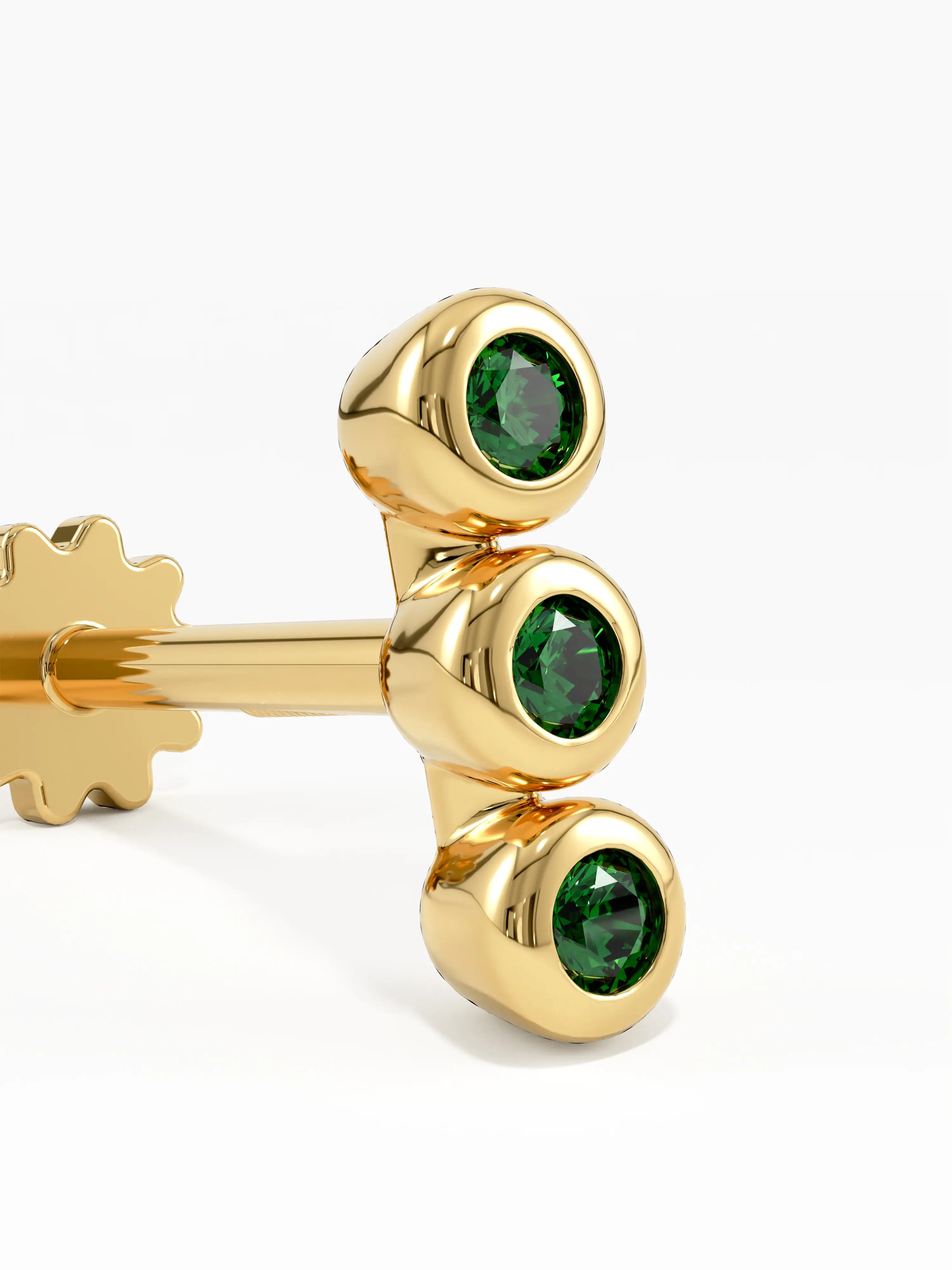Emerald Piercing, solid gold earrings, view 3 | DiaFifth