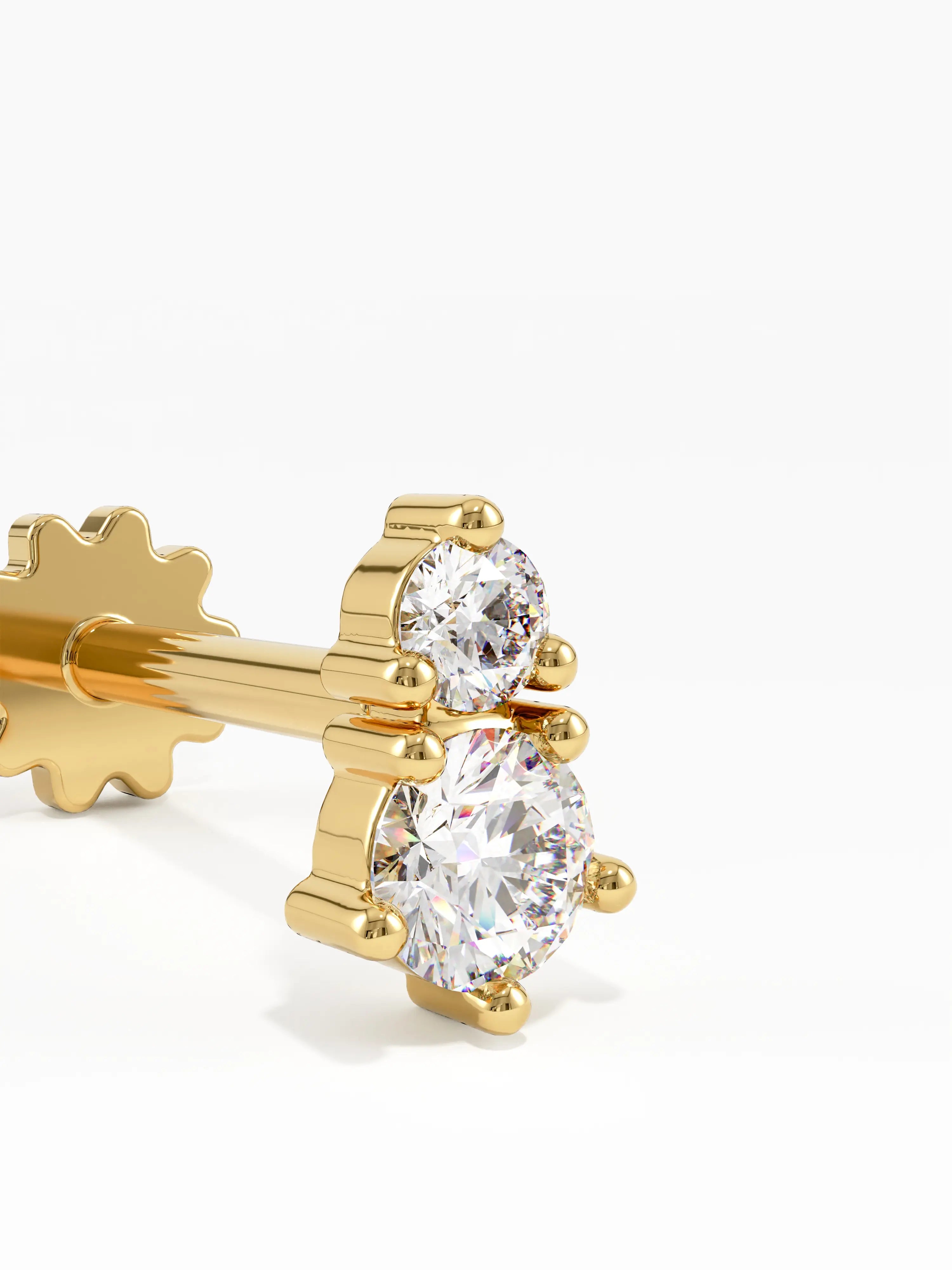 Pave Piercing, solid gold earrings, view 3 | DiaFifth