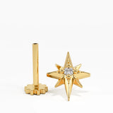 Star Piercing, solid gold earrings | DiaFifth