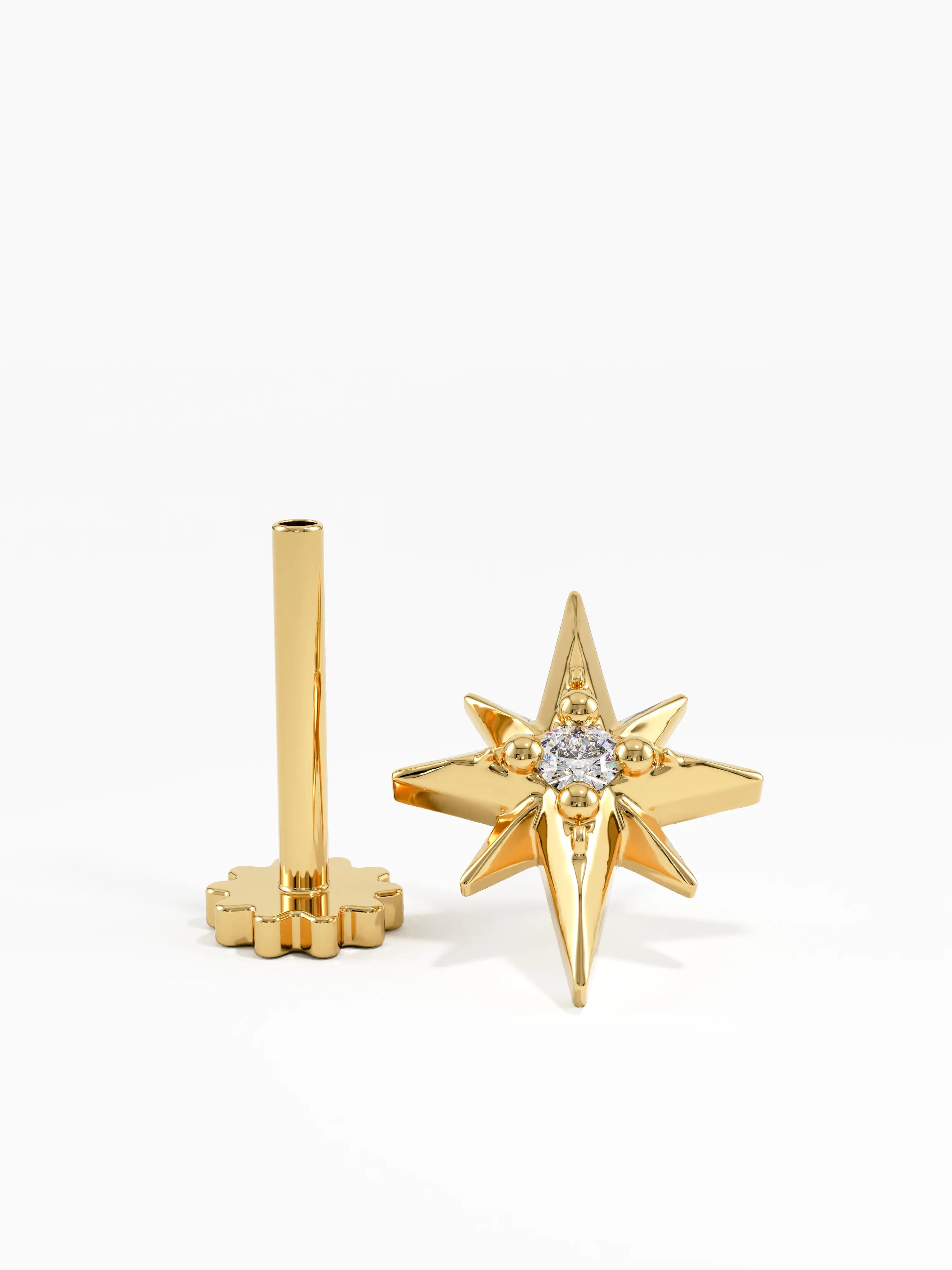 Star Piercing, solid gold earrings | DiaFifth