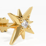 Star Piercing, solid gold earrings, view 3 | DiaFifth