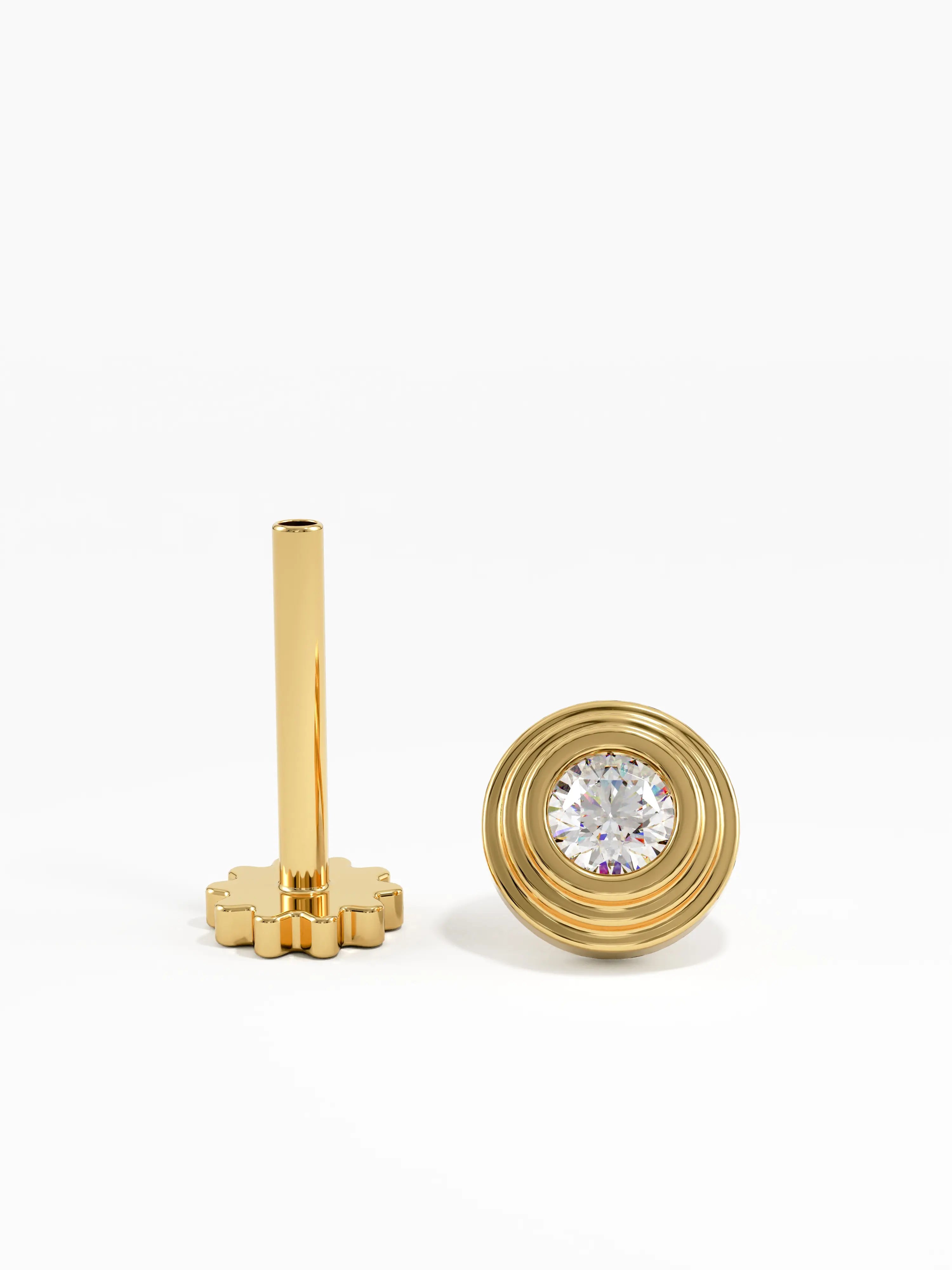 Round Piercing, solid gold earrings | DiaFifth