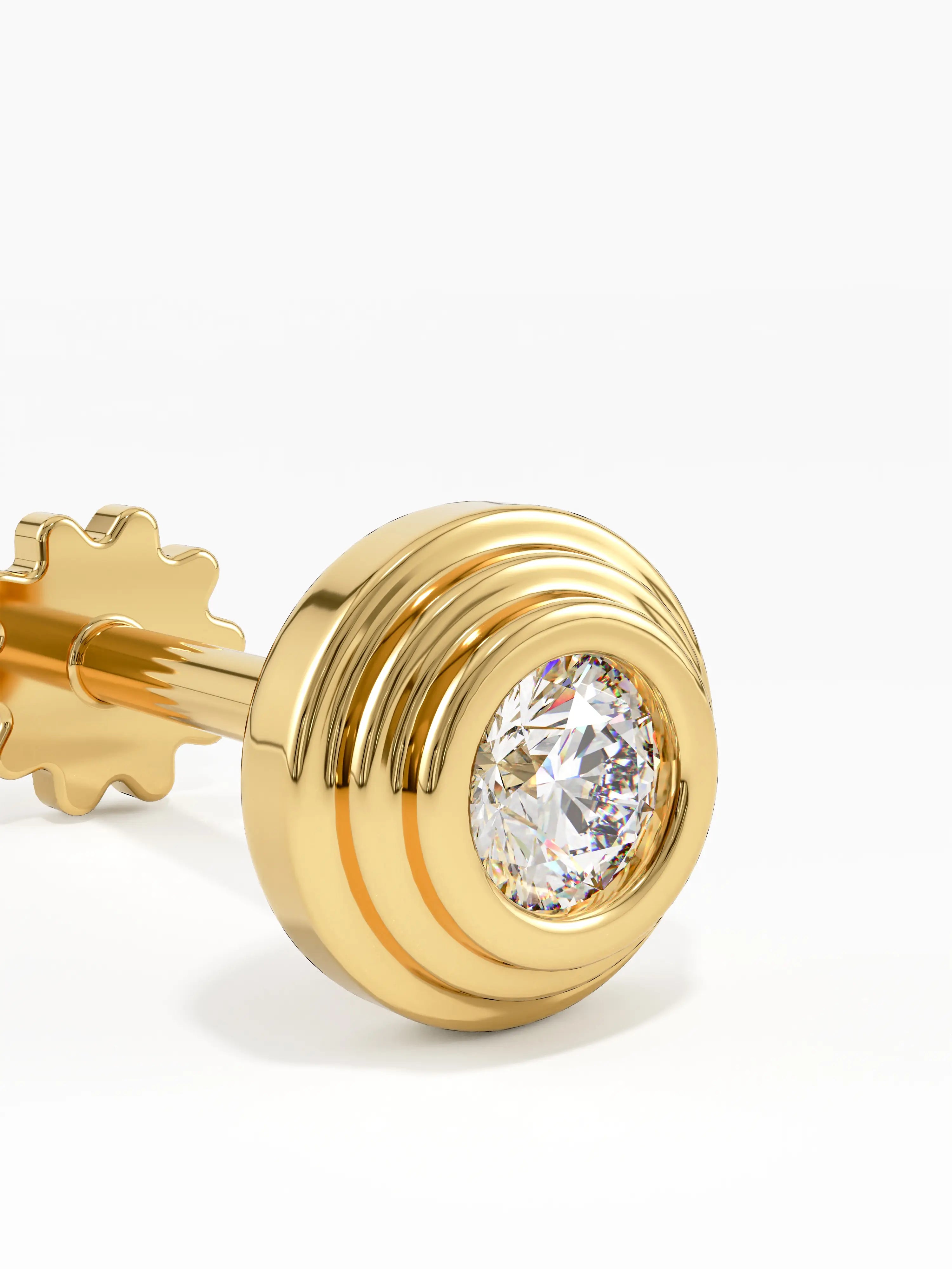 Round Piercing, solid gold earrings, view 3 | DiaFifth