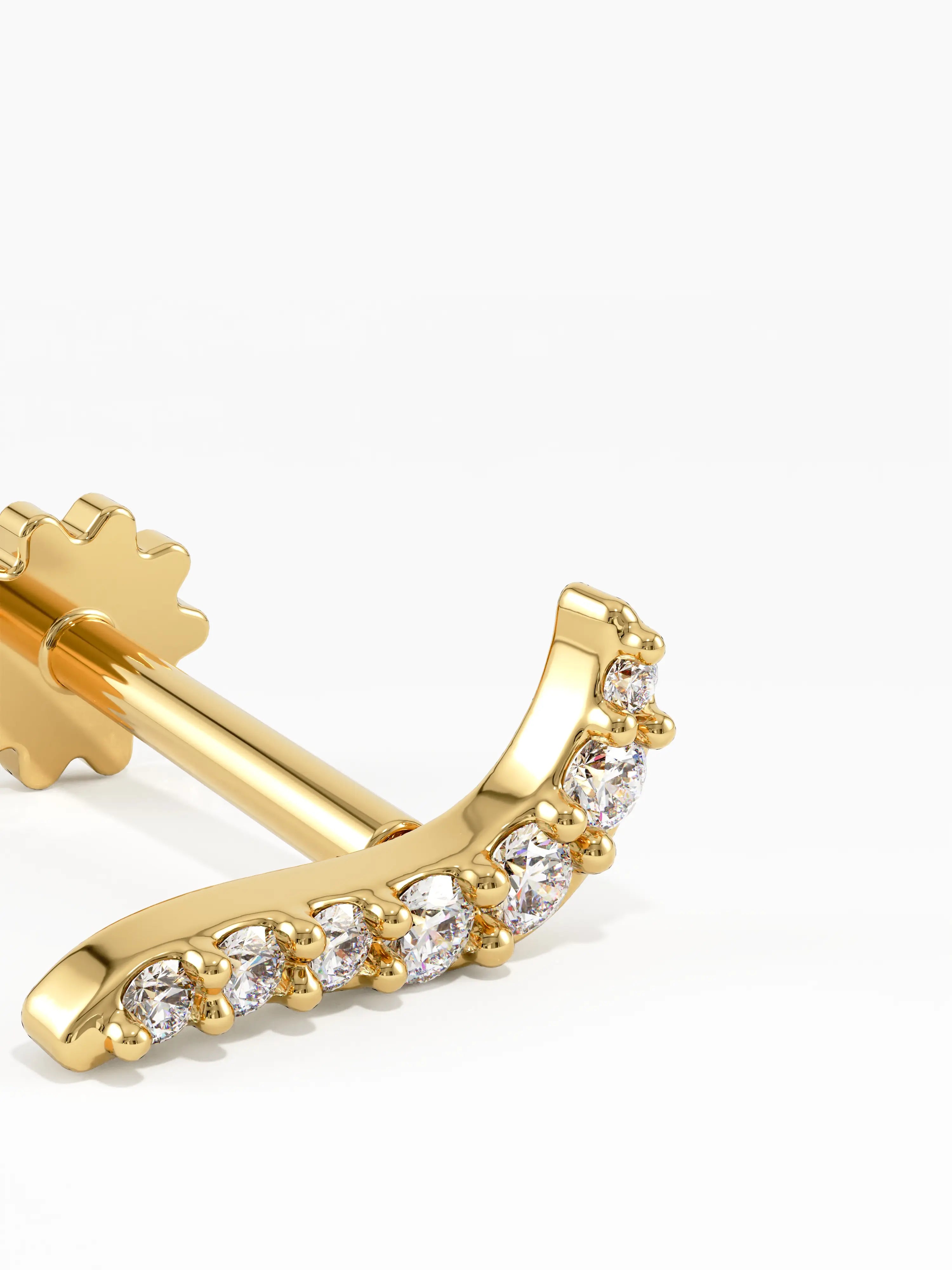 Line Piercing, solid gold earrings, view 3 | DiaFifth
