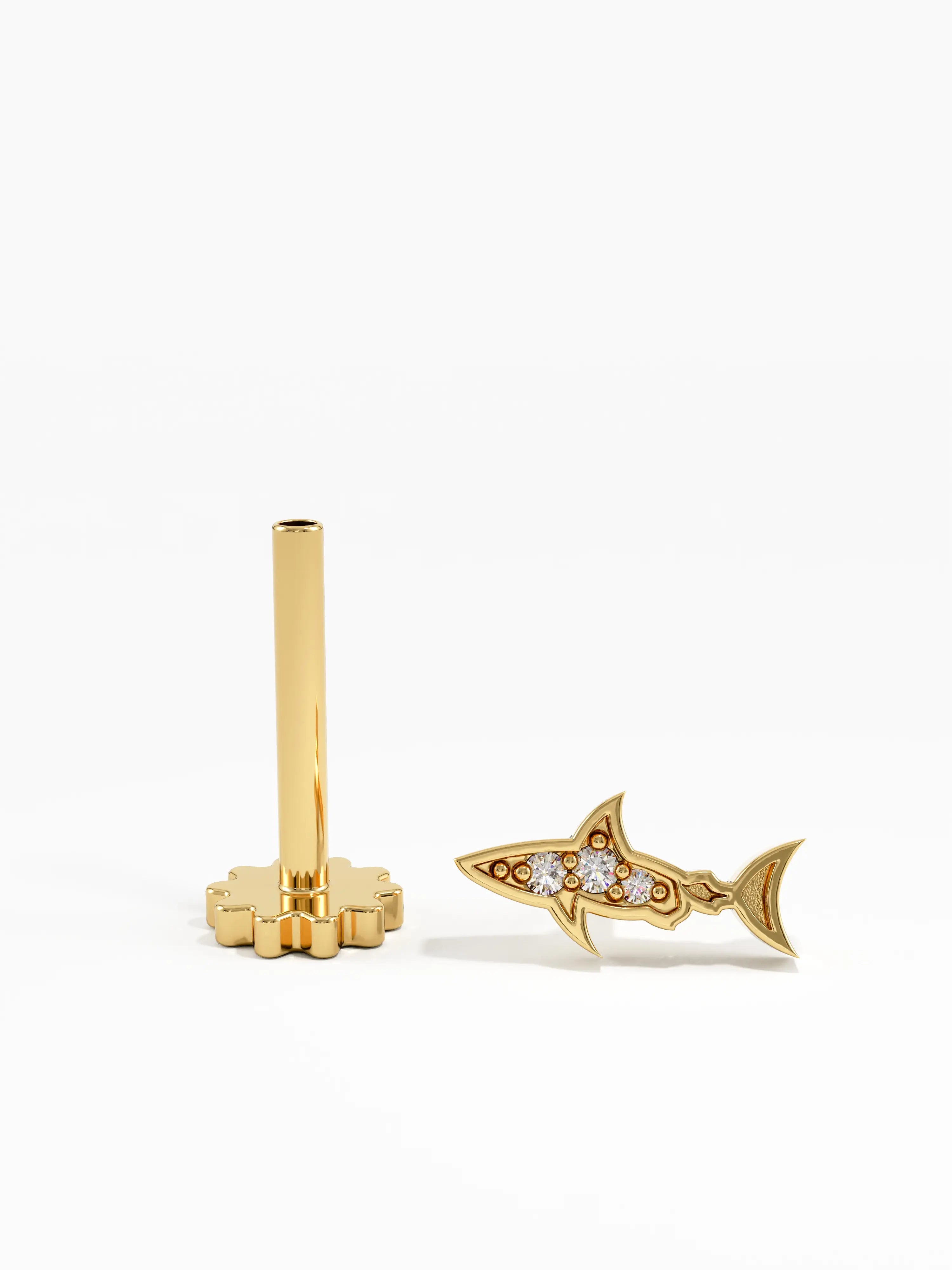 Shark Piercing, solid gold earrings | DiaFifth