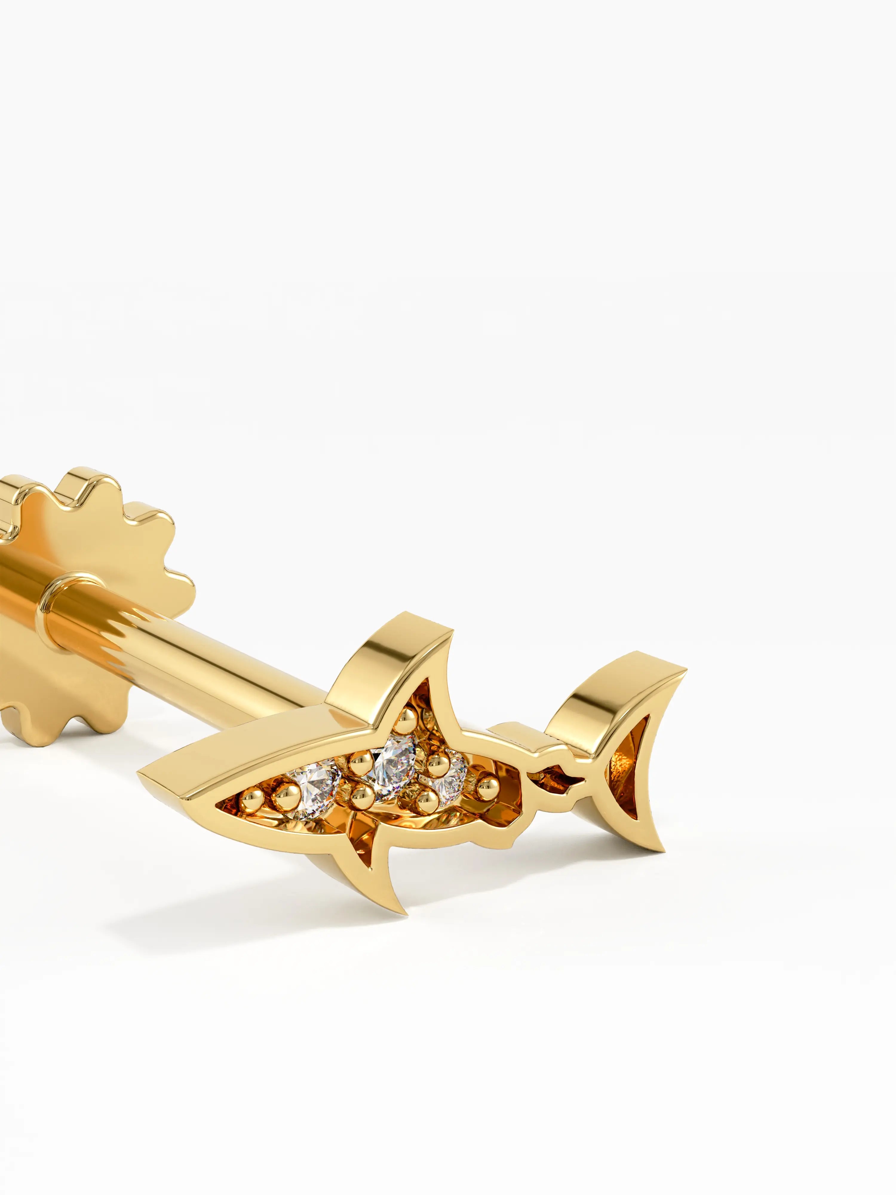 Shark Piercing, solid gold earrings, view 3 | DiaFifth