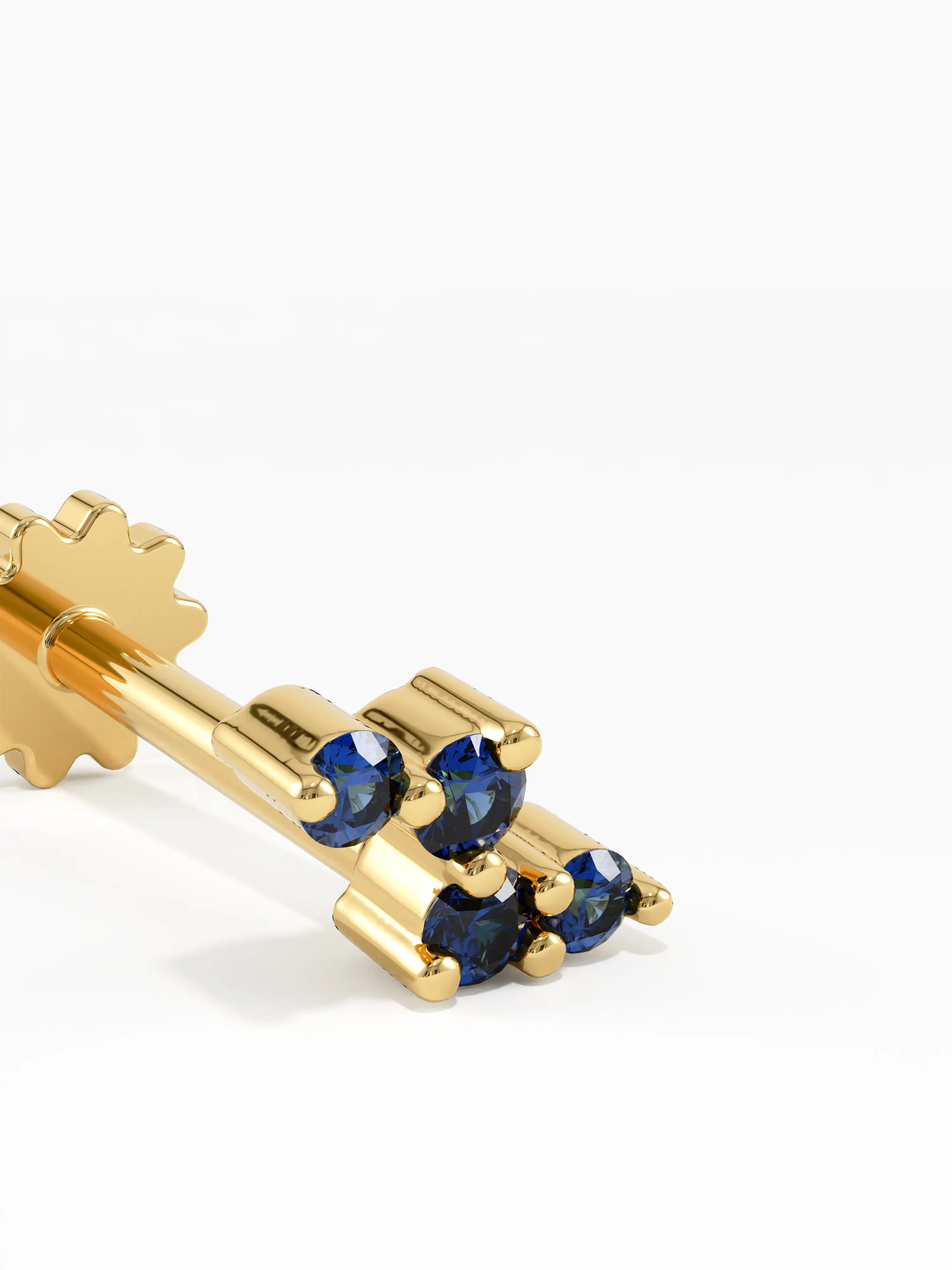 Sapphire Piercing, solid gold earrings, view 3 | DiaFifth