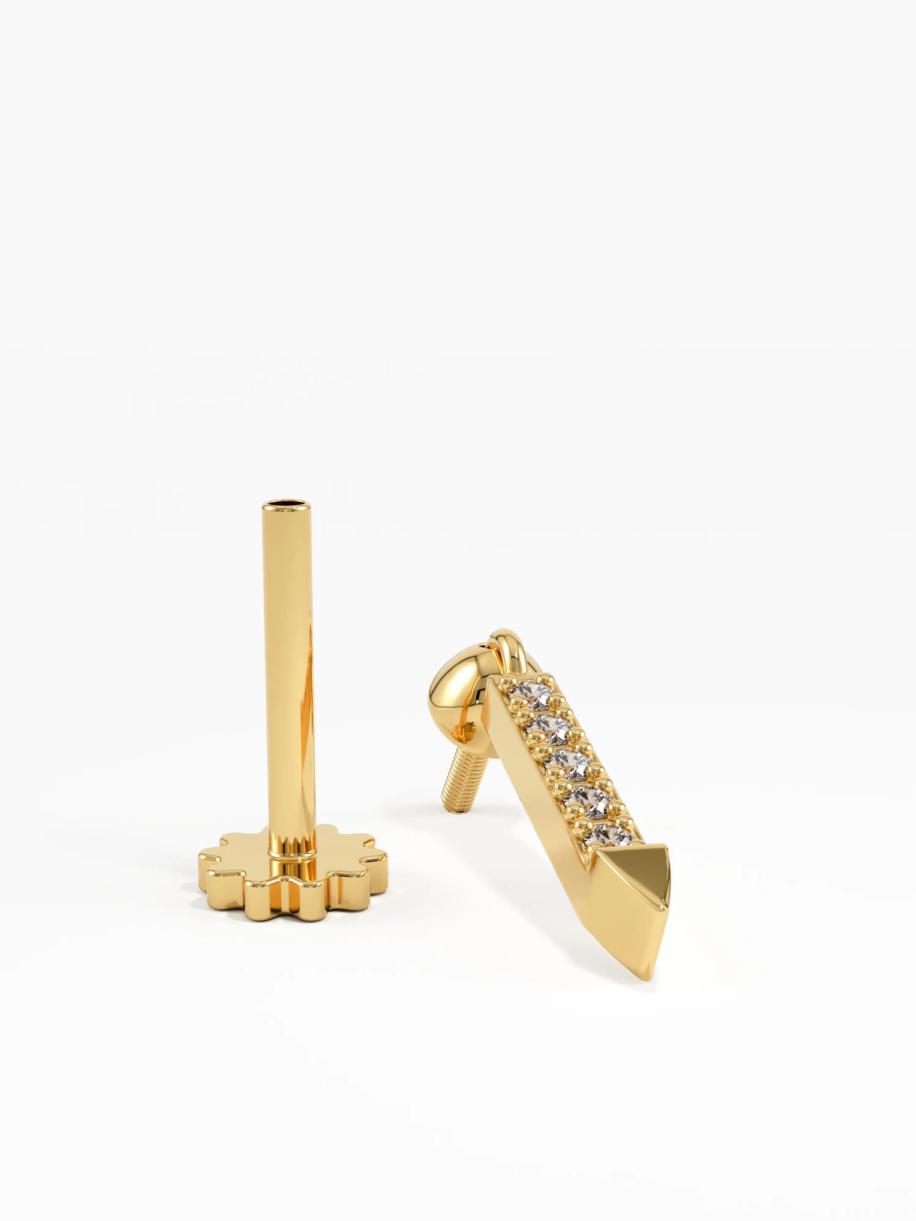 Dangle Piercing, solid gold earrings | DiaFifth