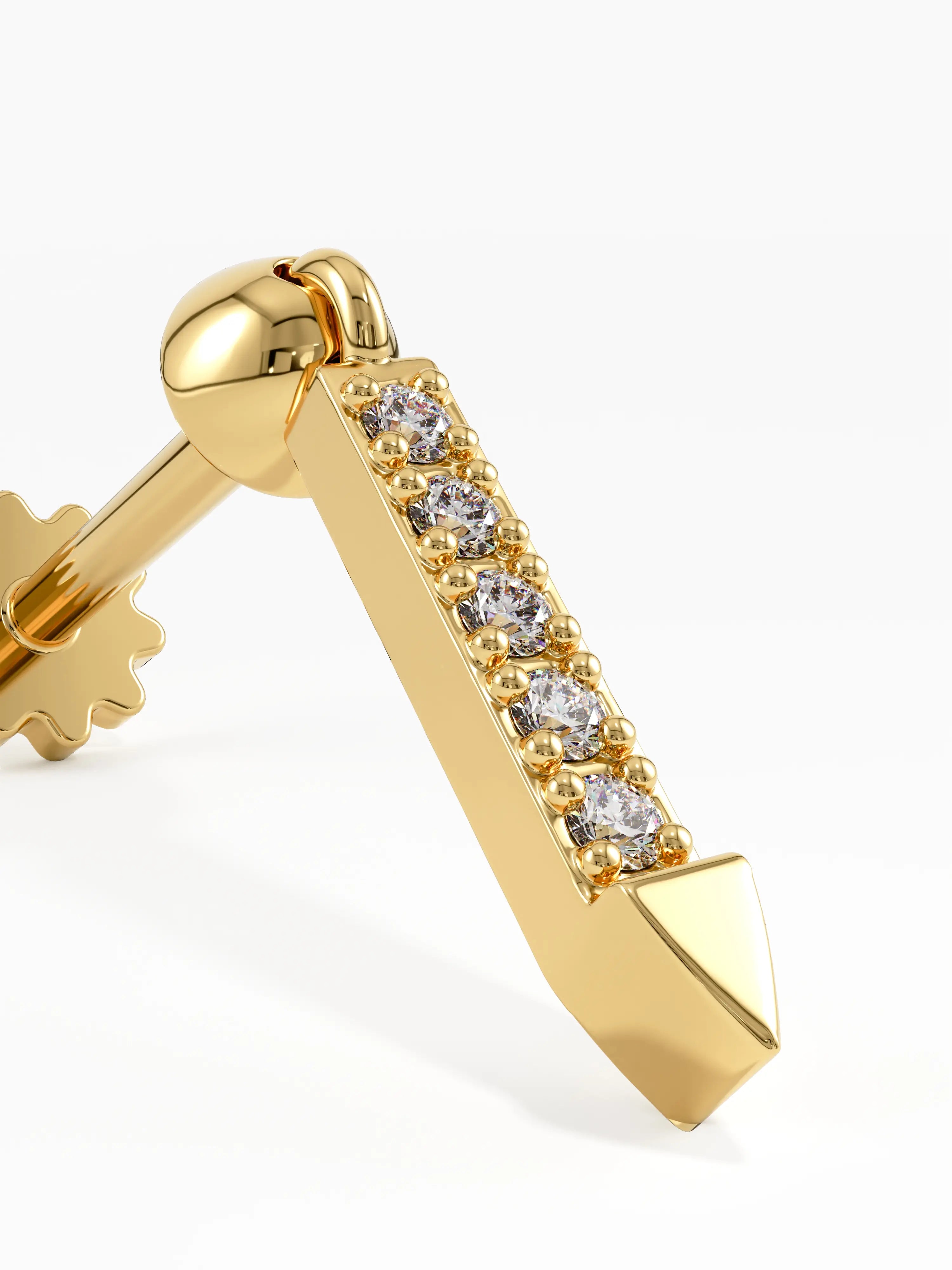 Dangle Piercing, solid gold earrings, view 3 | DiaFifth