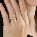 Geometric Sapphire Ring, solid gold ring, view 3 | DiaFifth