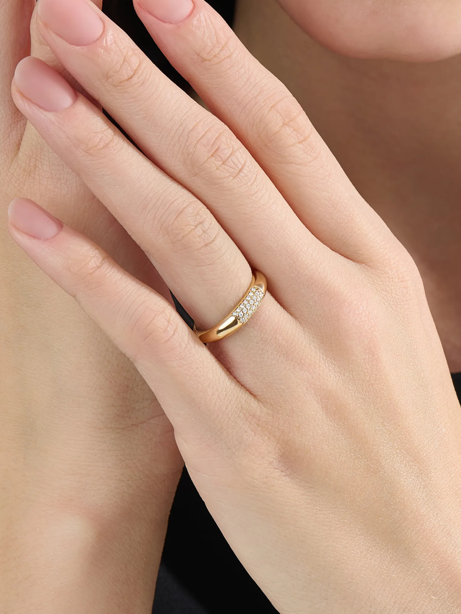 Pave Dome Ring, solid gold ring, view 6 | DiaFifth