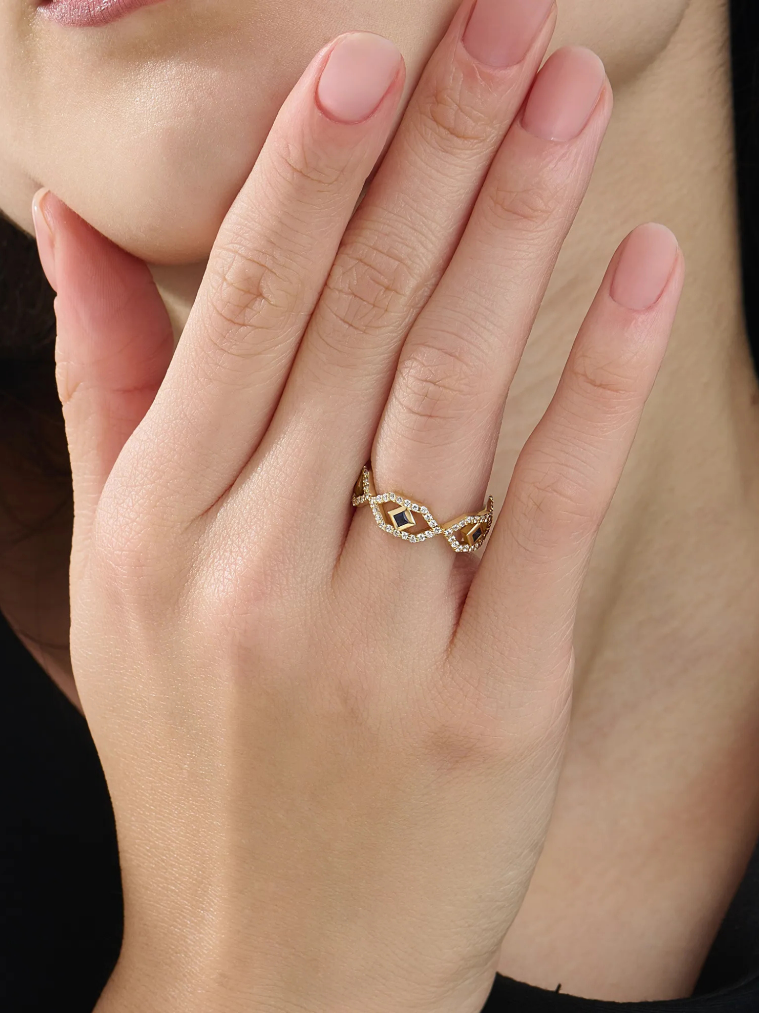 Geometric Sapphire Ring, solid gold ring, view 6 | DiaFifth