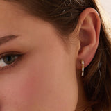 Dangle Baguette Hoops, solid gold earrings, view 3 | DiaFifth