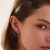 Dangle Baguette Hoops, solid gold earrings, view 5 | DiaFifth