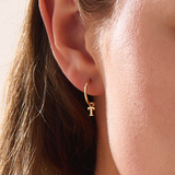 Dangle Initial Stud Earring, solid gold earrings, view 3 | DiaFifth
