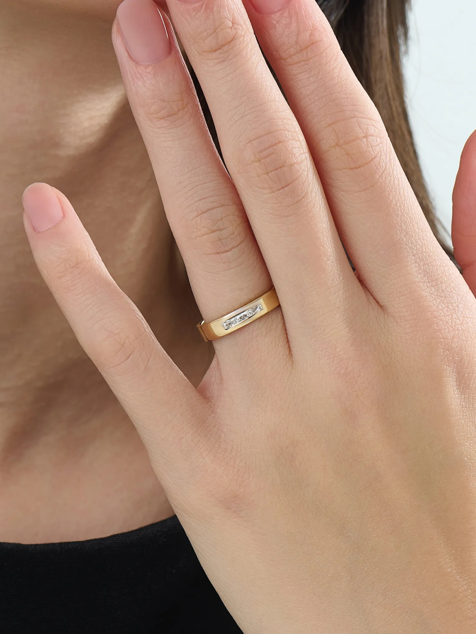 Diamond Baguette Wedding Band, solid gold ring, view 3 | DiaFifth