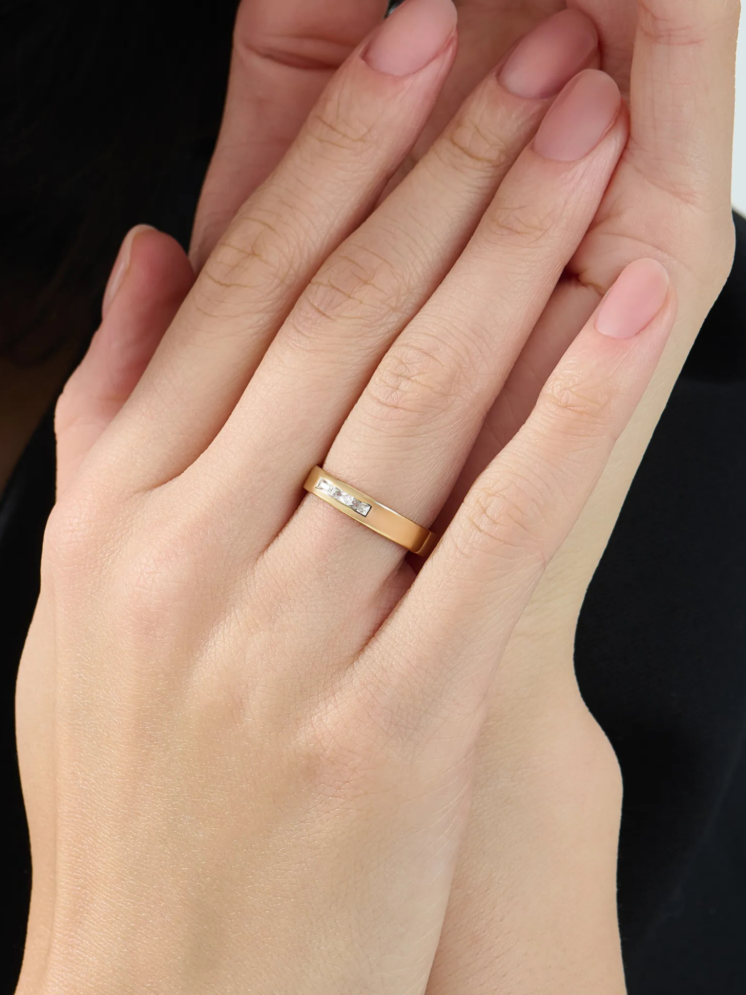 Diamond Baguette Wedding Band, solid gold ring, view 6 | DiaFifth
