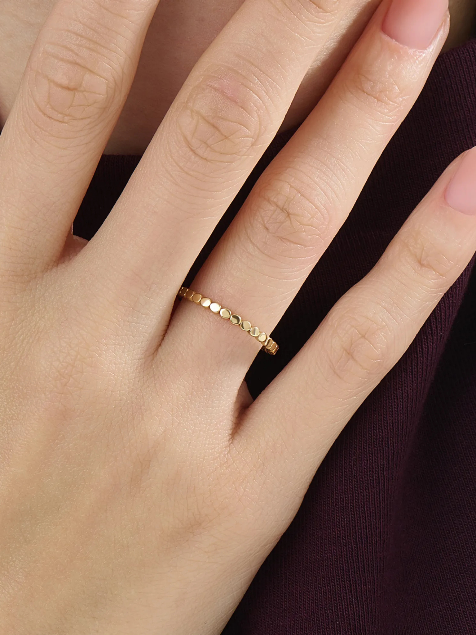 Dot Stacking Ring, solid gold ring, view 3 | DiaFifth