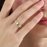 Emerald Flower Wedding Band, solid gold ring, view 3 | DiaFifth