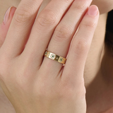 Emerald Flower Wedding Band, solid gold ring, view 6 | DiaFifth