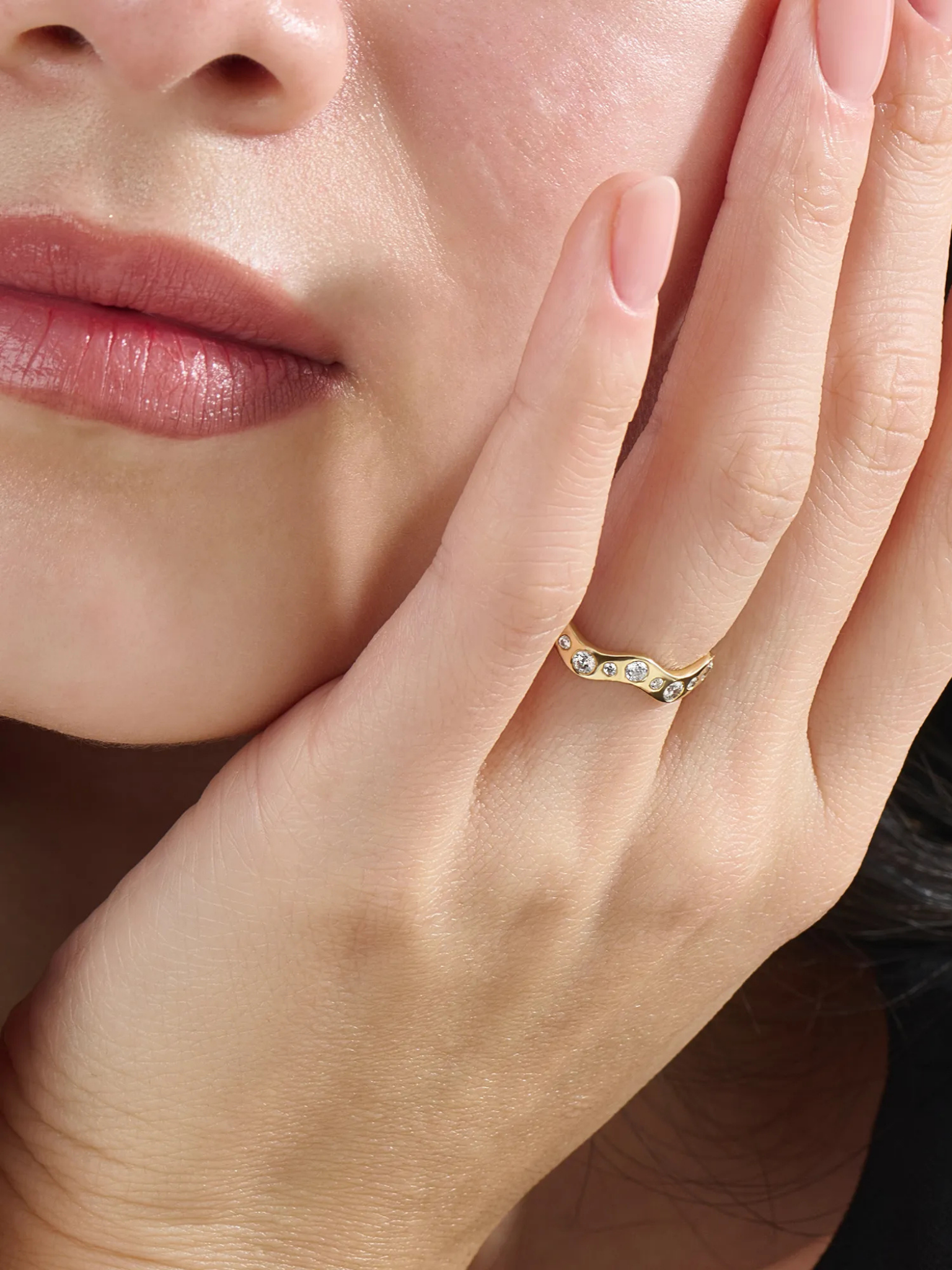 Eternity Wave Wedding Band, solid gold ring, view 6 | DiaFifth
