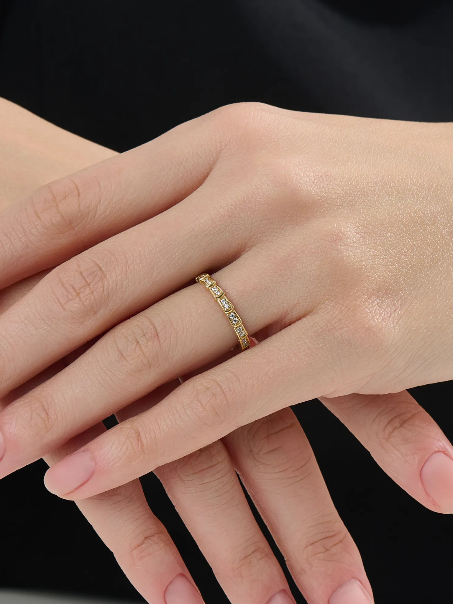 Eternity Wedding Band, solid gold ring, view 3 | DiaFifth