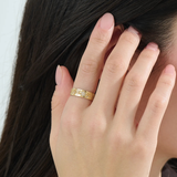 Floral Wide Wedding Band, solid gold ring, view 3 | DiaFifth