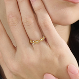 Flower Curve Ring, solid gold ring, view 3 | DiaFifth