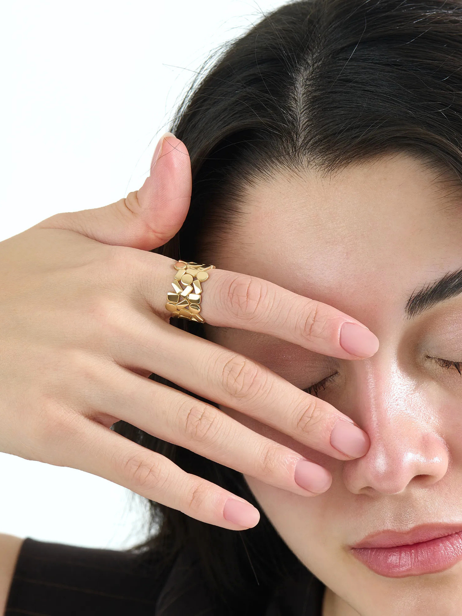 Geometric Statement Band, solid gold ring, view 6 | DiaFifth