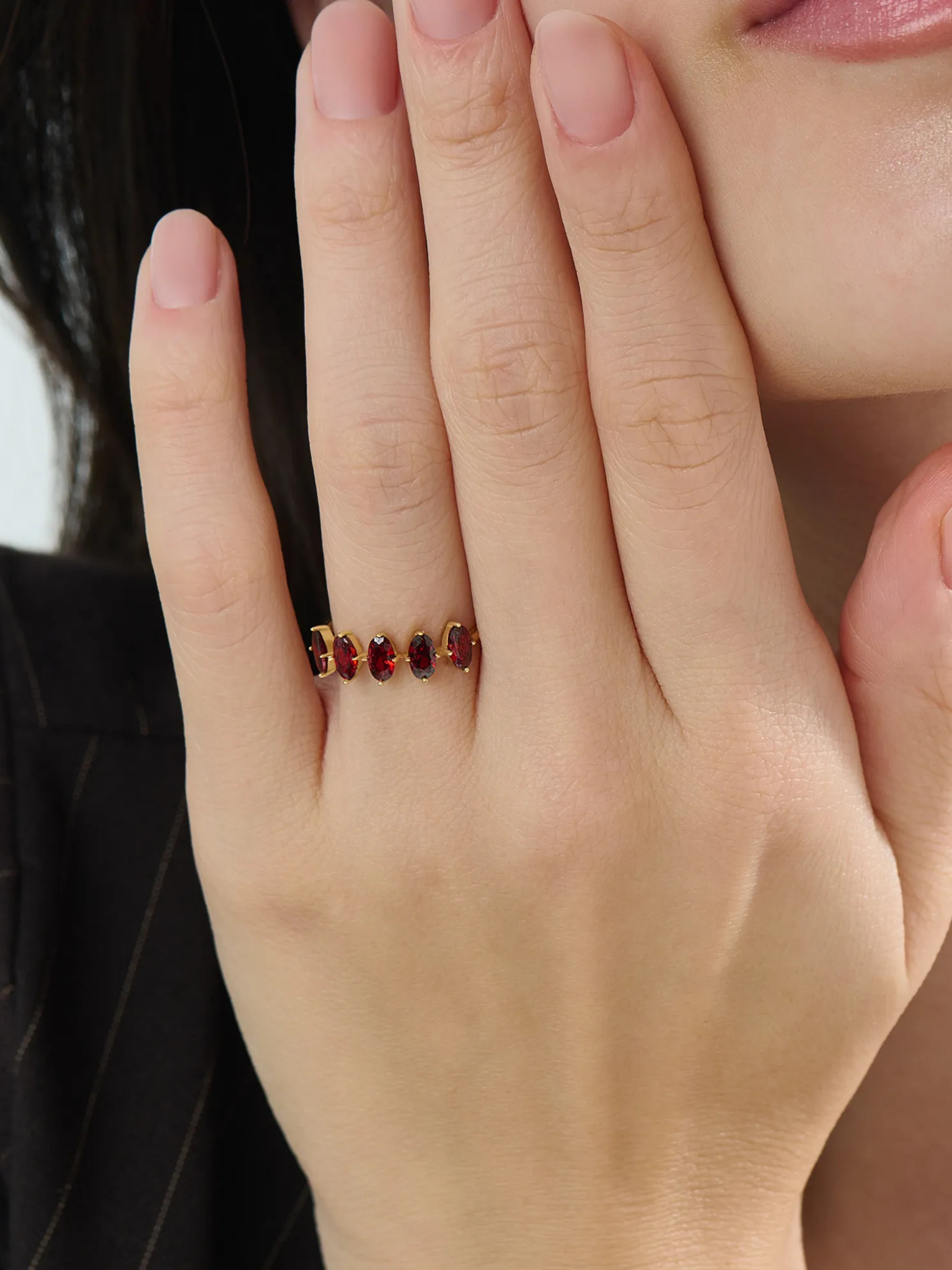Gold Garnet Ring, solid gold ring, view 3 | DiaFifth