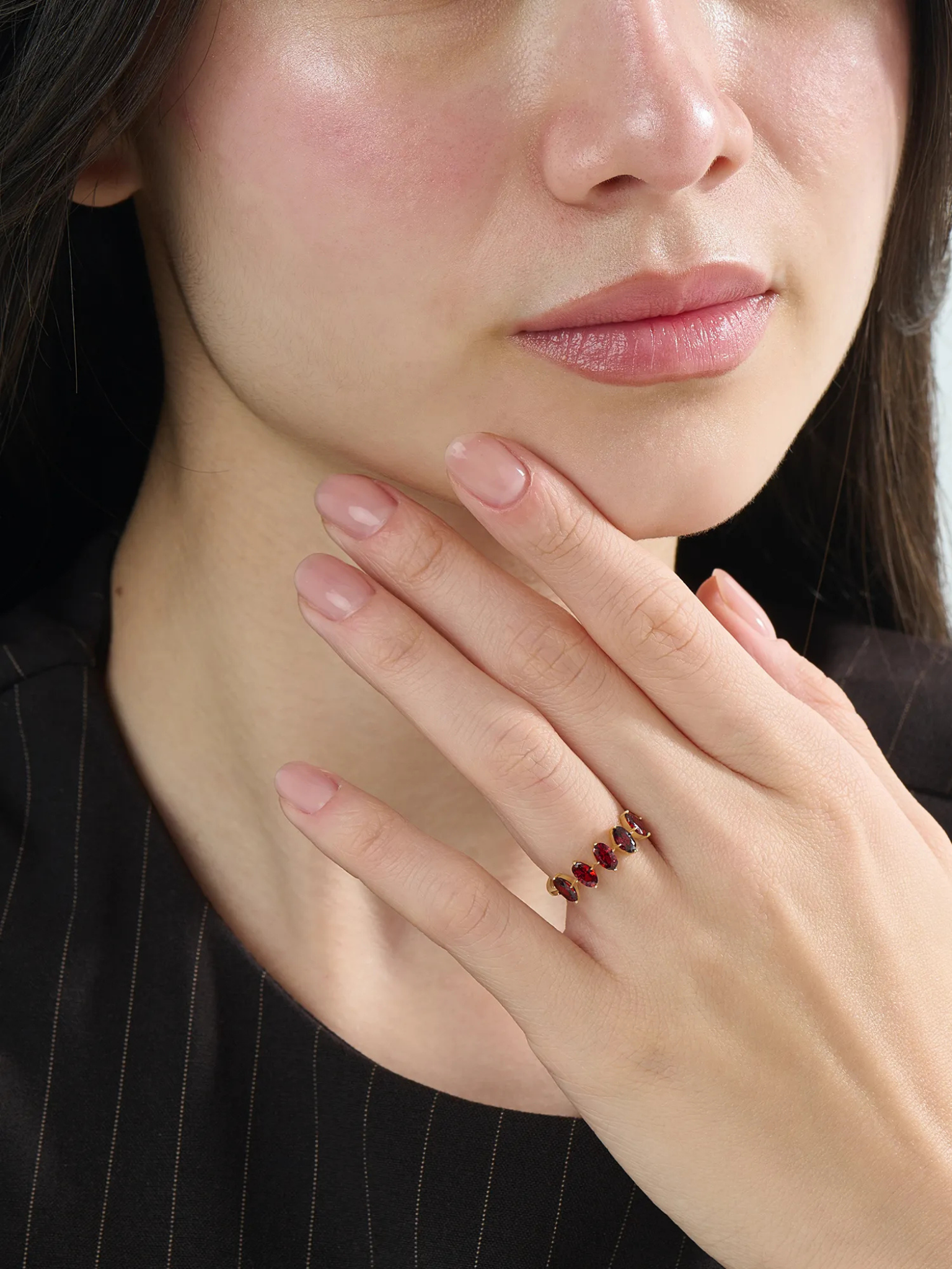 Gold Garnet Ring, solid gold ring, view 6 | DiaFifth