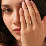 Hexagon Curve Ring, solid gold ring, view 3 | DiaFifth