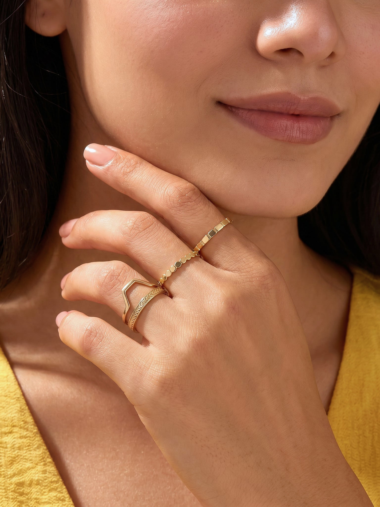 Hexagon Curve Ring, solid gold ring, view 6 | DiaFifth