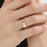 Lab Ruby Wavy Wedding Band, solid gold ring, view 6 | DiaFifth