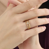 Lines Statement Ring, solid gold ring, view 3 | DiaFifth