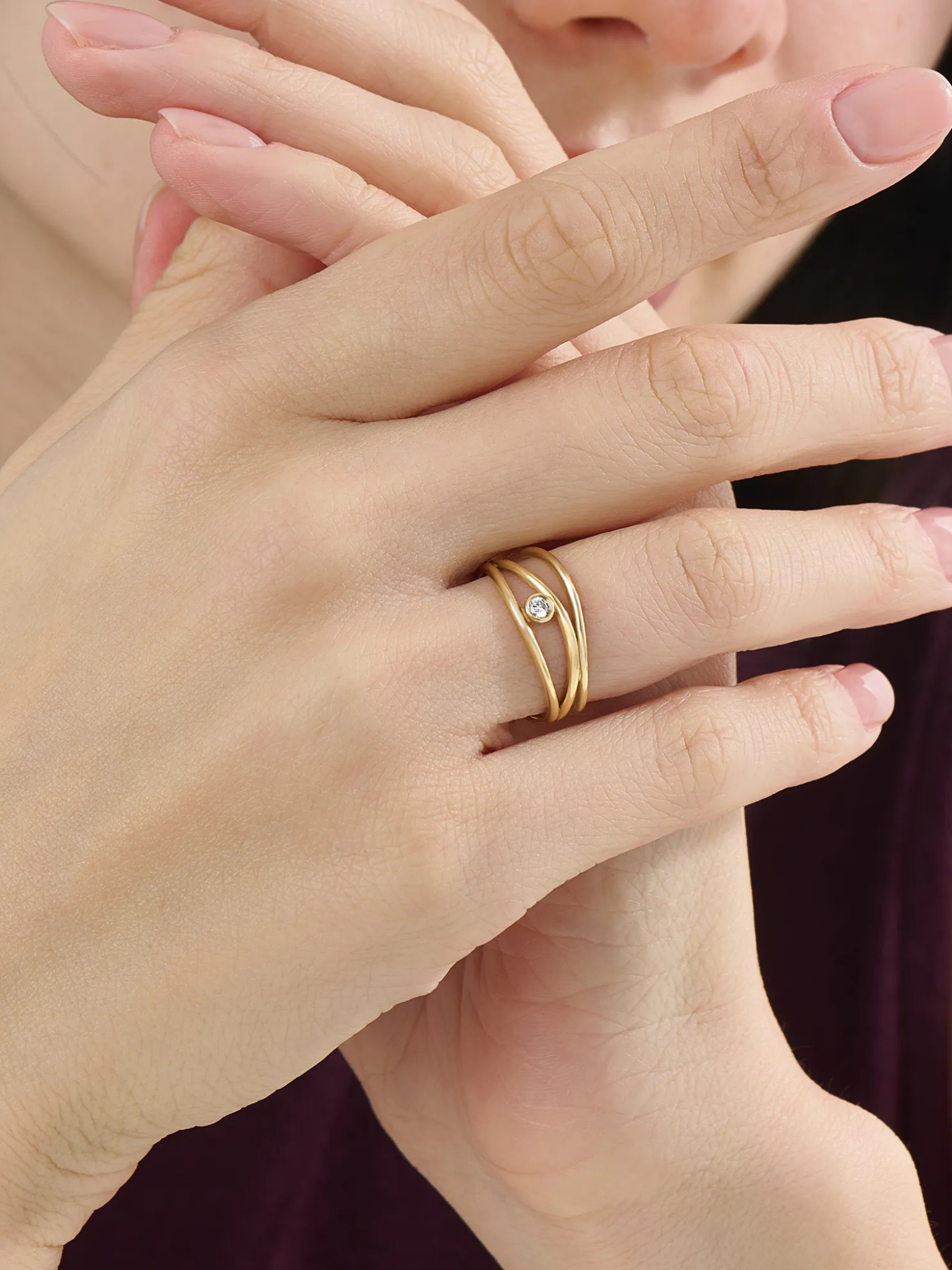Lines Statement Ring, solid gold ring, view 3 | DiaFifth