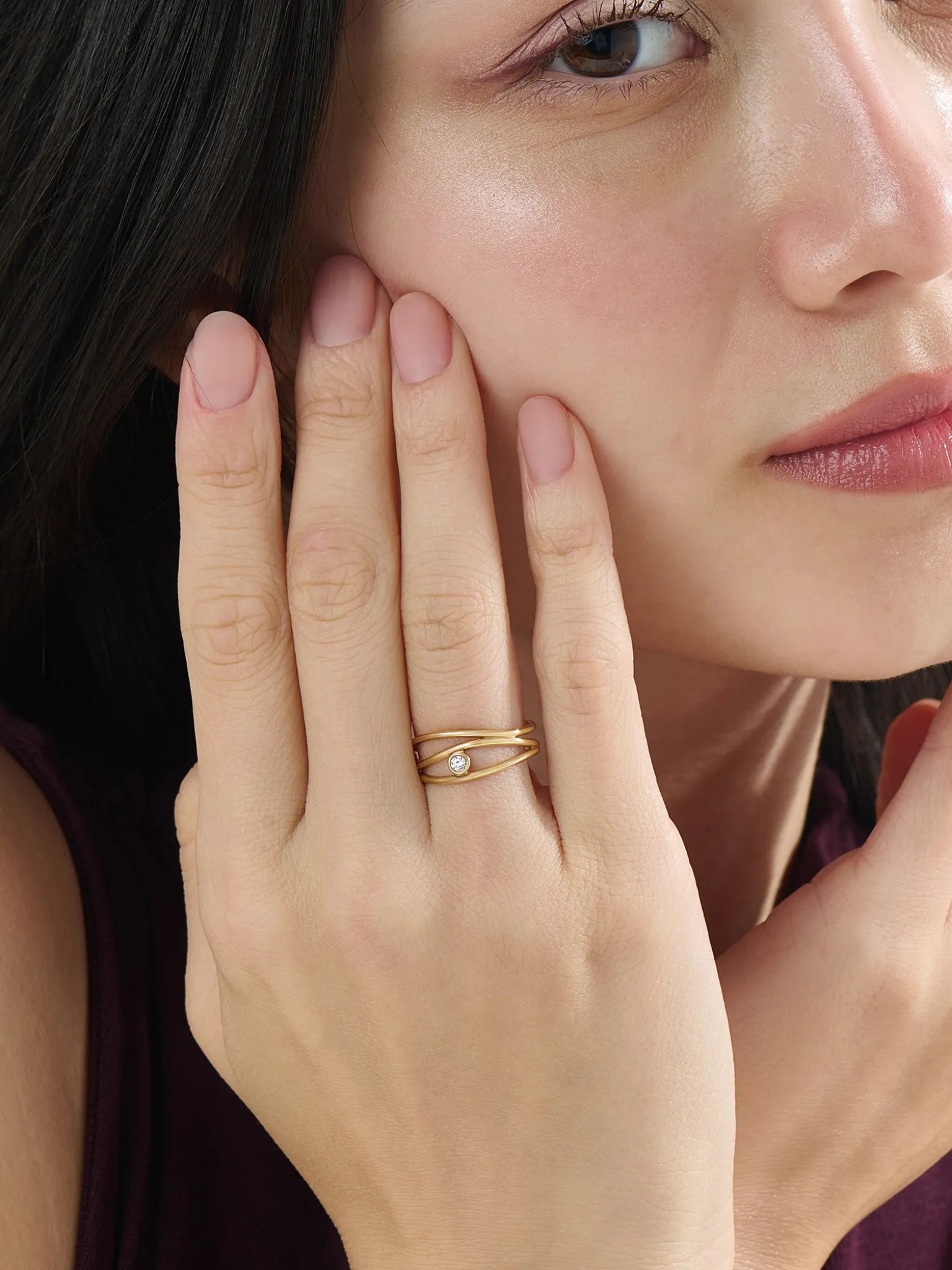 Lines Statement Ring, solid gold ring, view 6 | DiaFifth