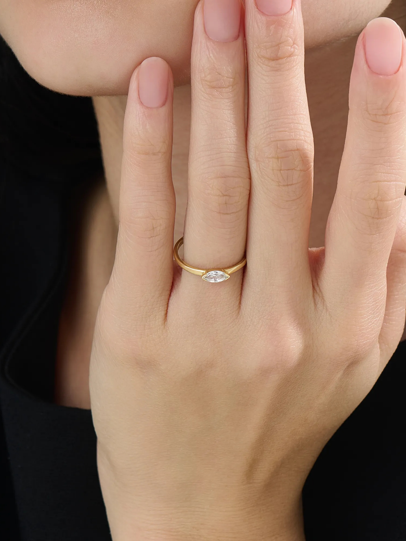 Marquise Engagement Ring, solid gold ring, view 6 | DiaFifth