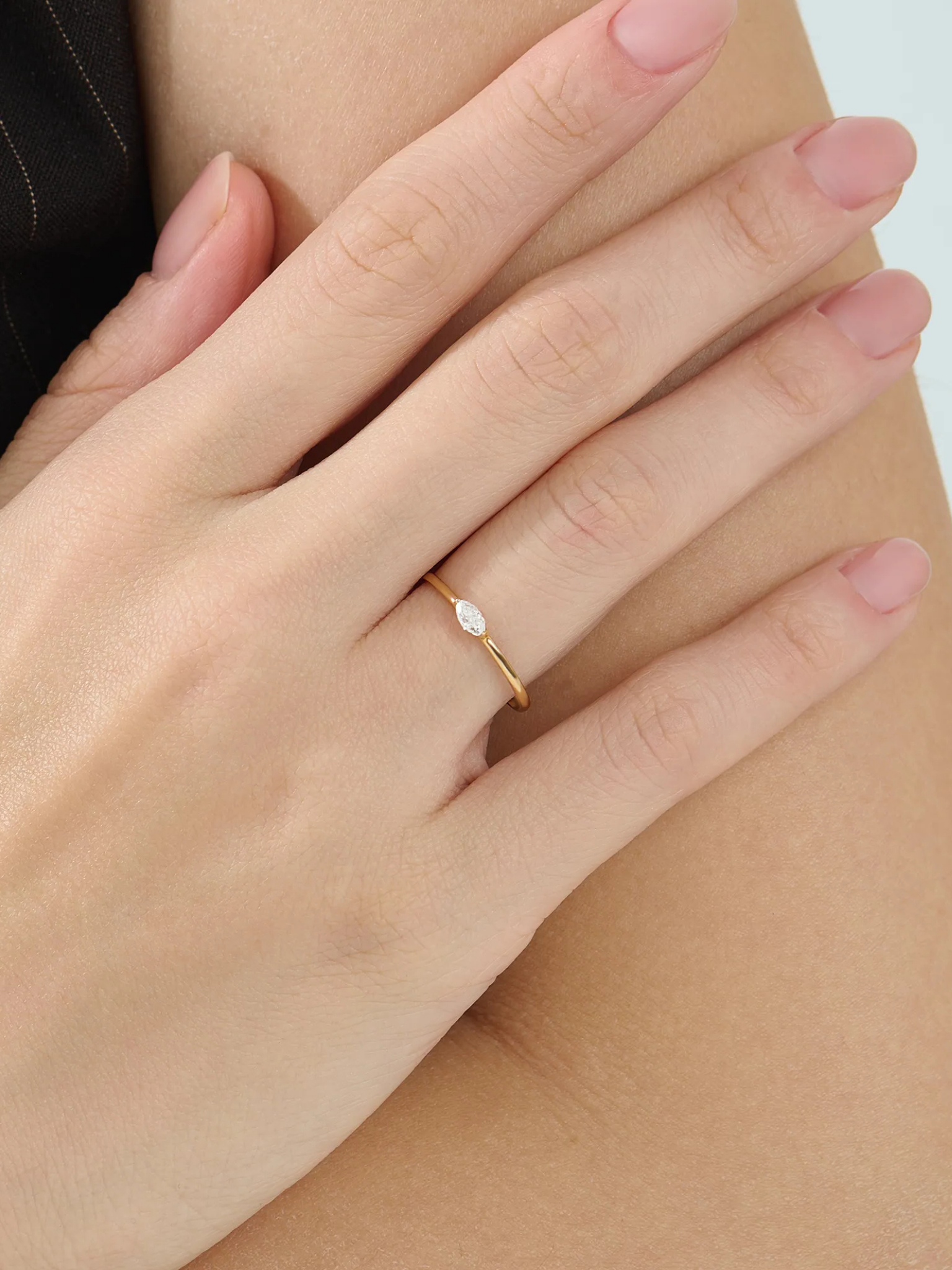 Marquise Promise Ring, solid gold ring, view 3 | DiaFifth