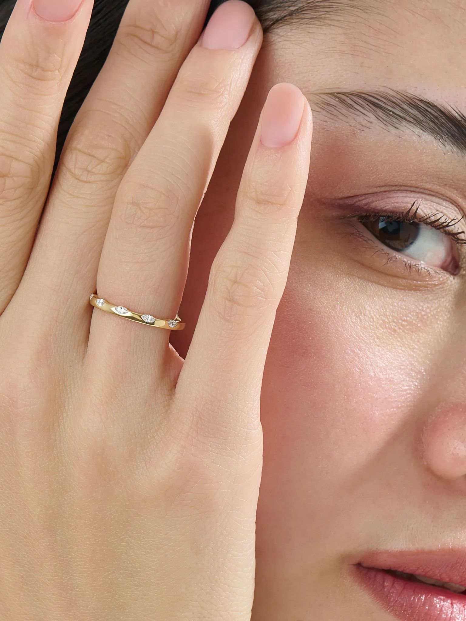 Marquise Slim Stacking Ring, solid gold ring, view 3 | DiaFifth