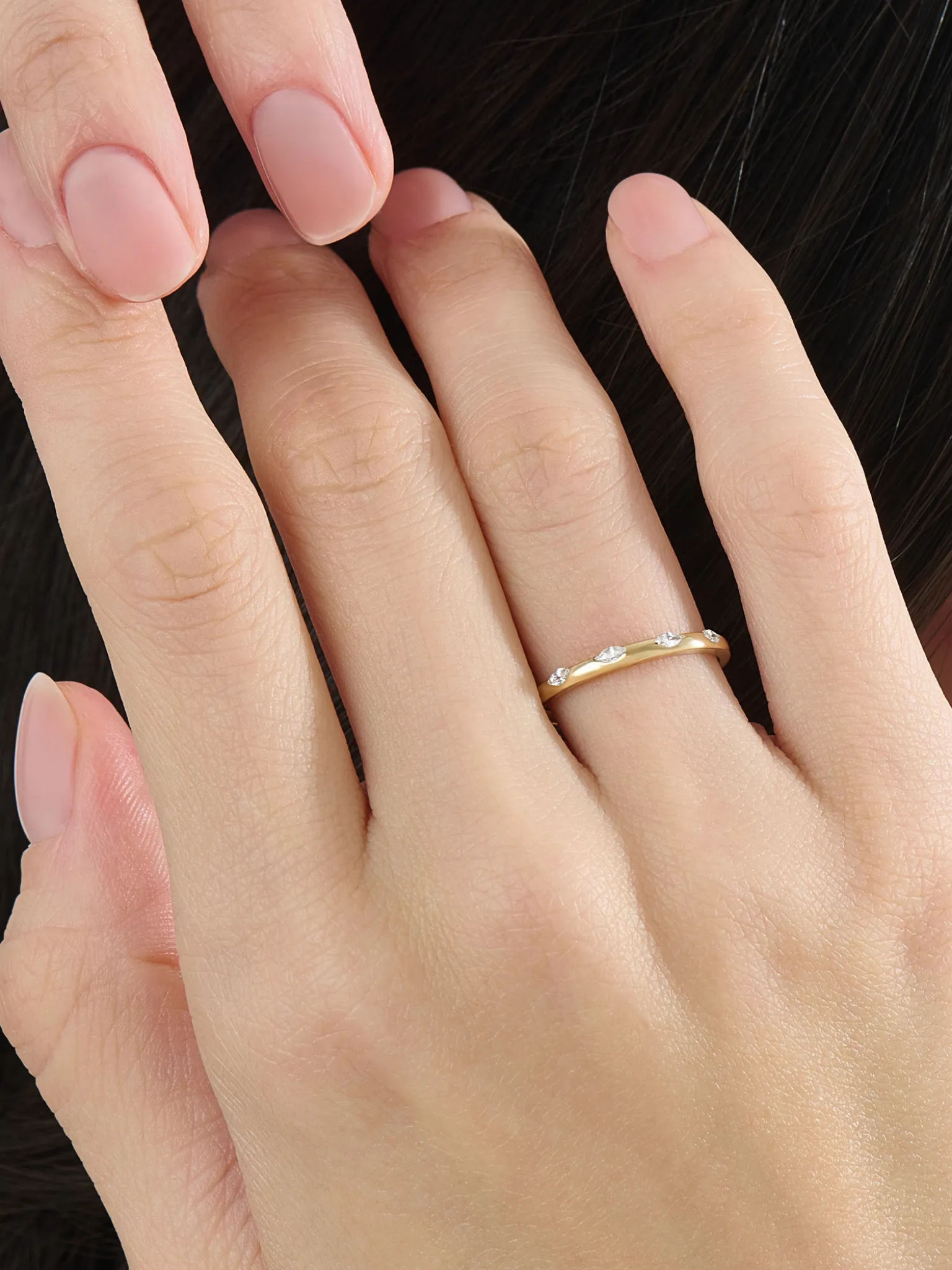 Marquise Slim Stacking Ring, solid gold ring, view 6 | DiaFifth